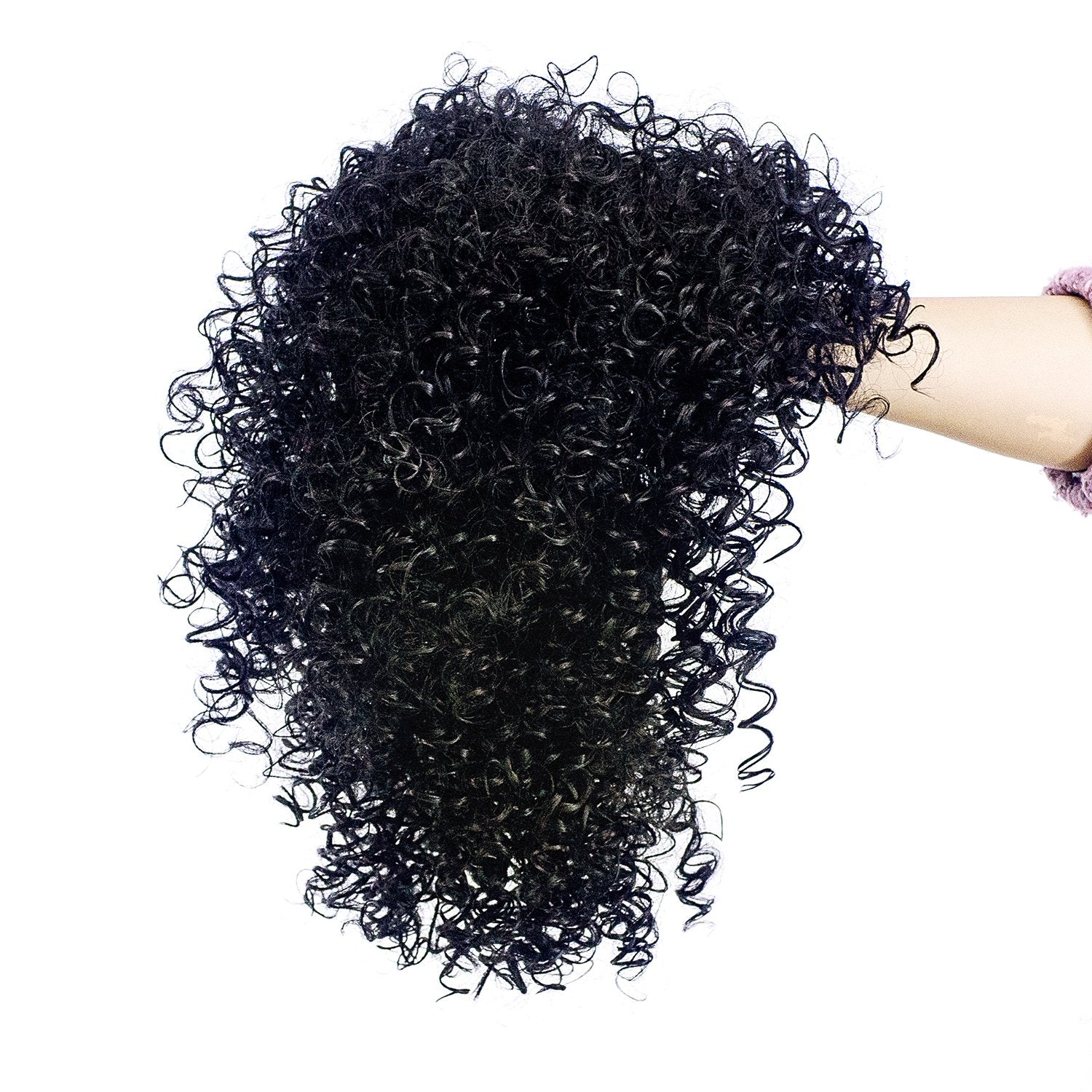 1B-Off Black: SWACC 12-Inch Short Big Bouffant Curly Wigs for Women Synthetic Heat Resistant Fiber Hair Pieces with Wig Cap (1B-Off Black)