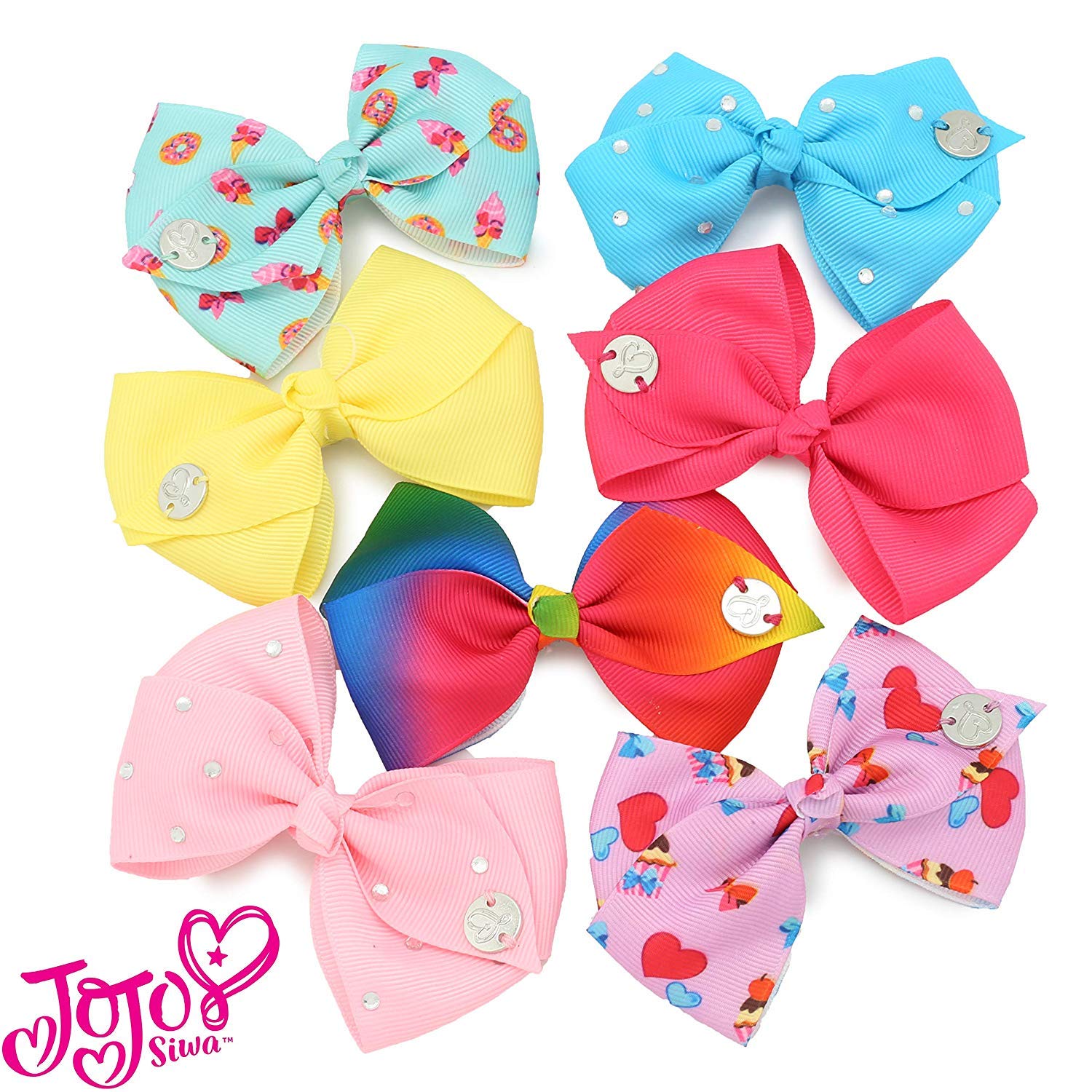 H.E.R Accessories JoJo Siwa Paddle Brush & Metallic Bow JoJo Graphics Elastic Pony Tail Tie Bow Set (Play, Dance, Repeat Paddle Brush & Metallic Bow)
