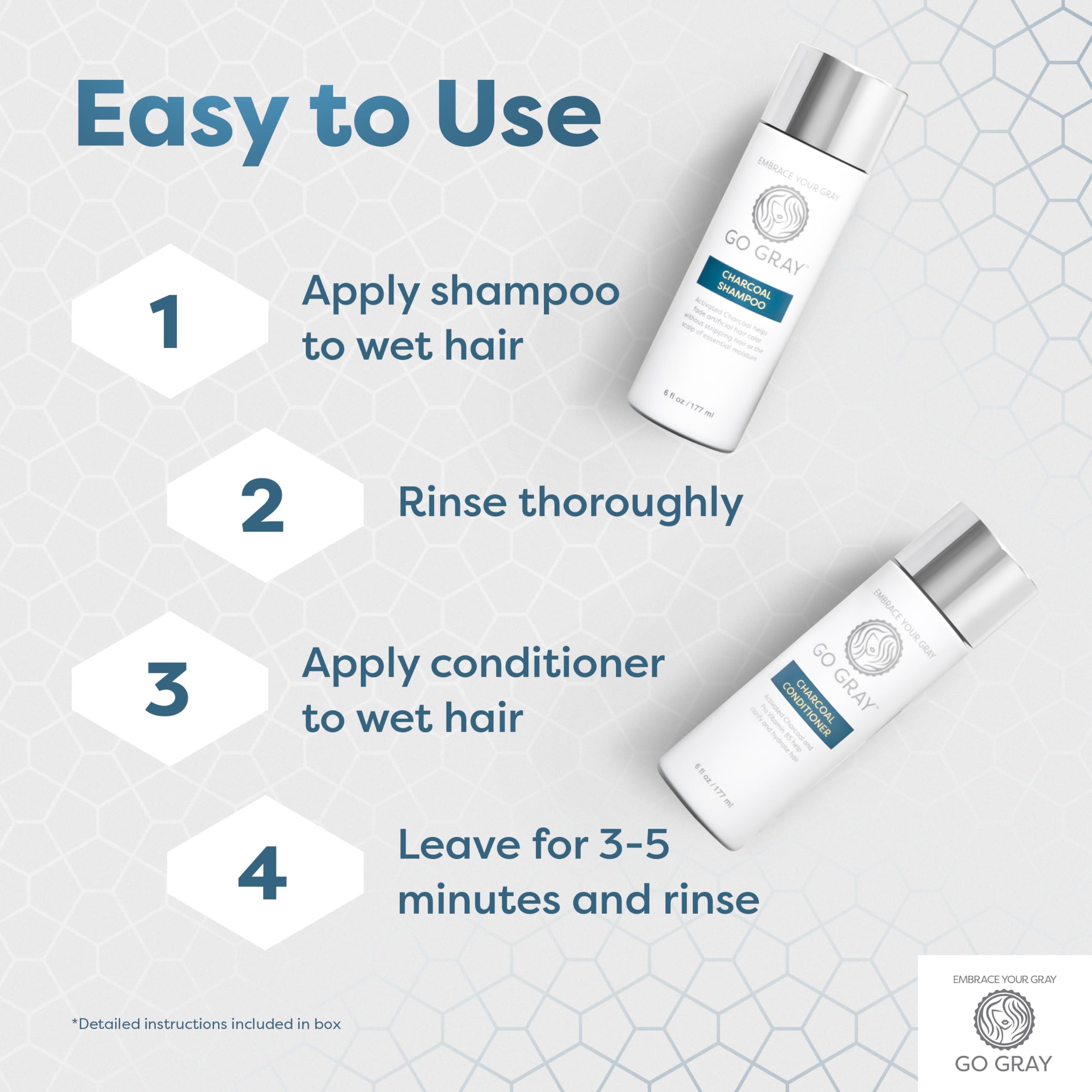 Go Gray Treatment System (Fade), Clarifying Duo Shampoo & Conditioner Helps Gradually Fade Permanent and Semi-Permanent Hair Color