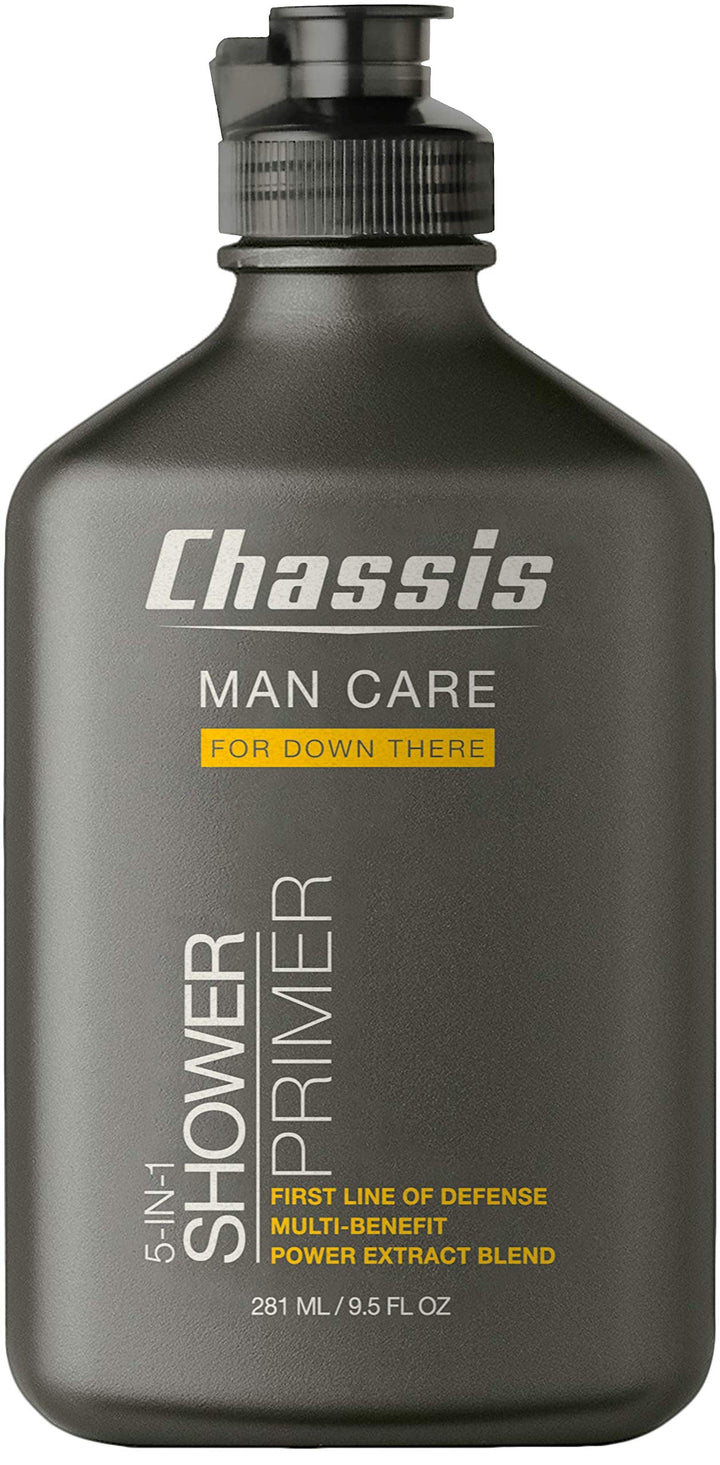 Chassis 5-in-1 Shower Primer Body Wash for Men, Anti-Chafing Shower Gel, Deep-Cleansing, Eliminates Odor, Moisturizes Skin, Softens Body Hair