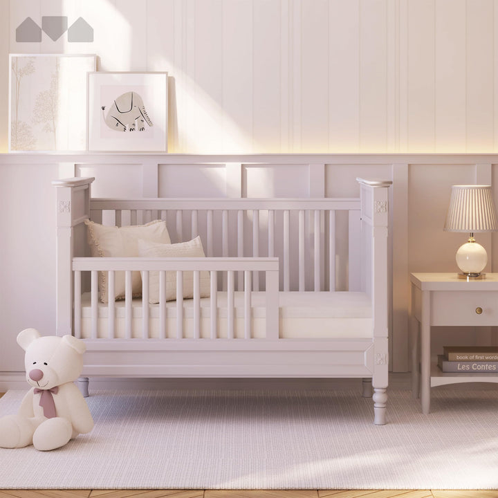 Milliard 2-Inch Ventilated Memory Foam Crib and Toddler Bed Mattress Topper with Removable Waterproof 65-Percent Cotton Non-Slip Cover - 52 x 27 x 2 White