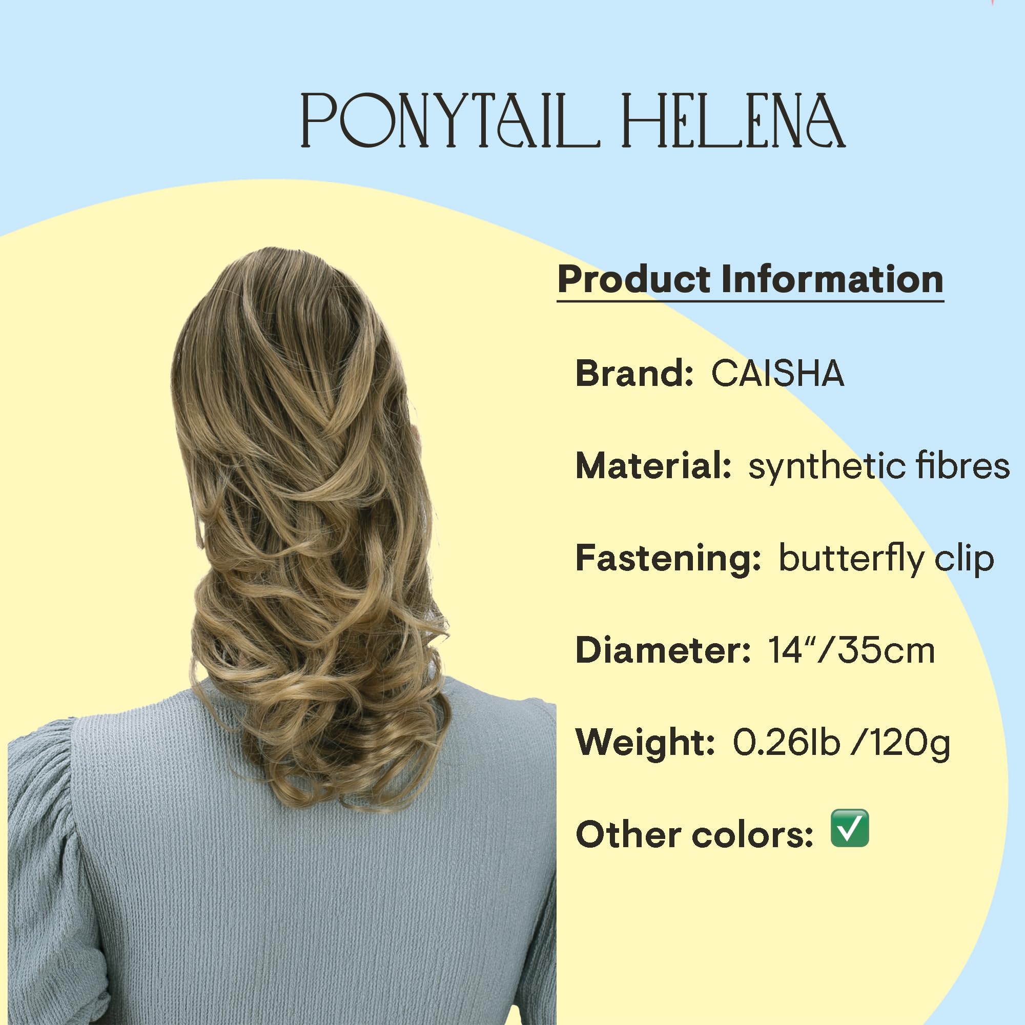 Brown blonde mix # 8T25 H125 : PRETTYSHOP 14 Hair Piece Ponytail Extension wavy Nature Looking Heat-Resisting Brown blonde mix # 8T25 H125