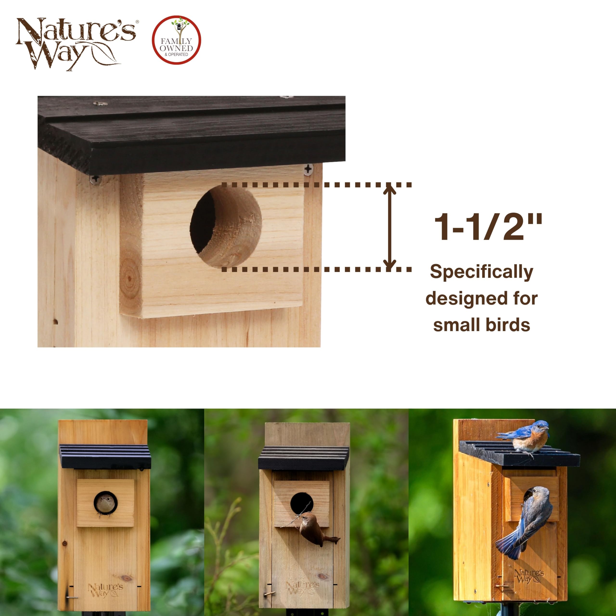 Nature's Way Bird Products CWH3 Cedar Bluebird Box House