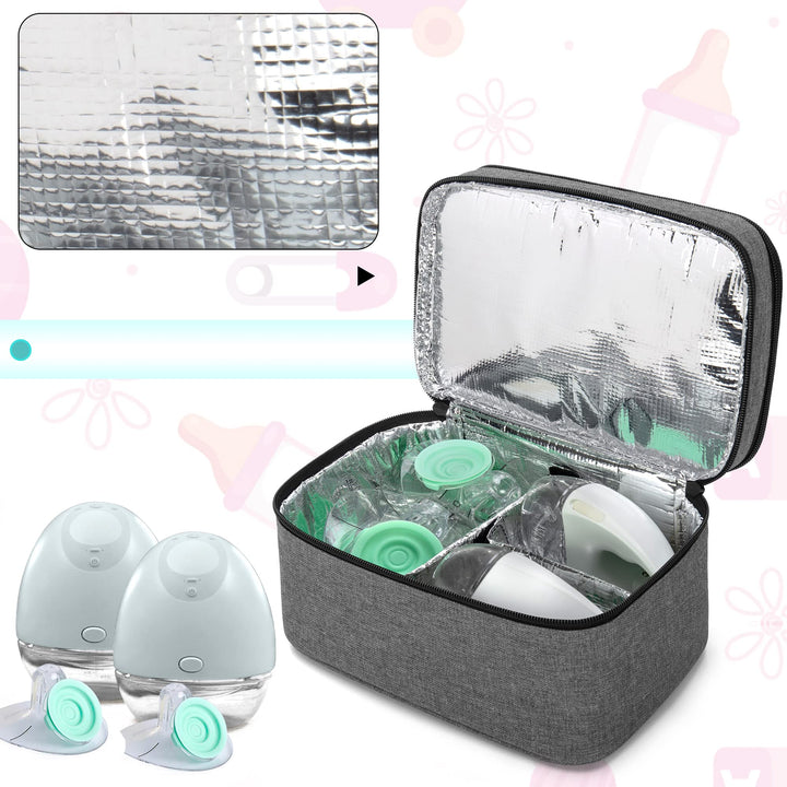 BAFASO Breast Pump Bag Compatible with Momcozy S12 Pro, Momcozy M5, Elvie Breast Pump, Carrying Case for Wearable Breast Pump and Extra Parts, Gray