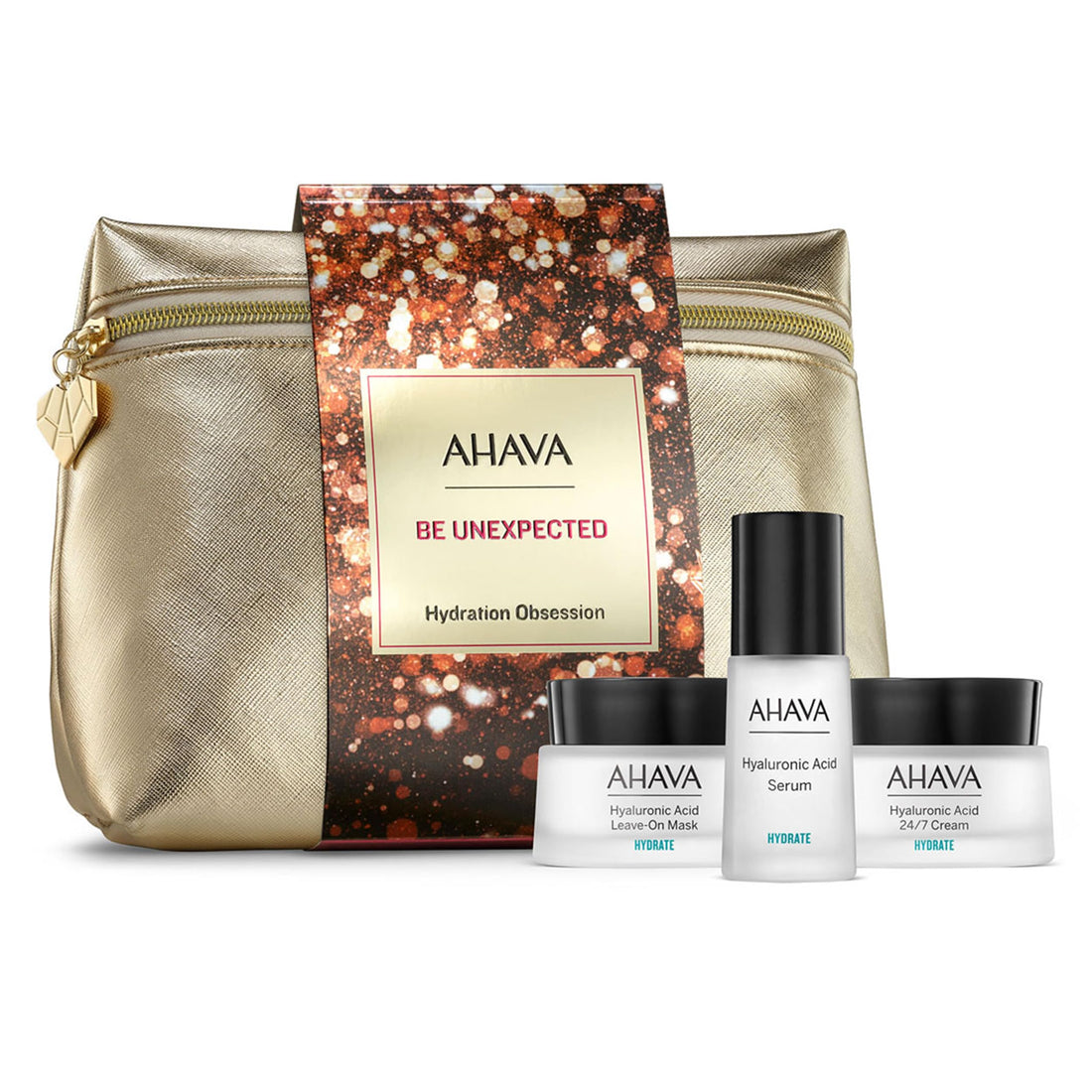 AHAVA Hydration Obsession Gift Set - Includes Hyaluronic Acid Serum 1 Fl.Oz, Hyaluronic Acid Leave-on Mask 1.7 Fl.Oz & Hyaluronic Acid 24/7 Cream 1.7 Fl.Oz, enriched with exclusive Dead Sea Osmoter