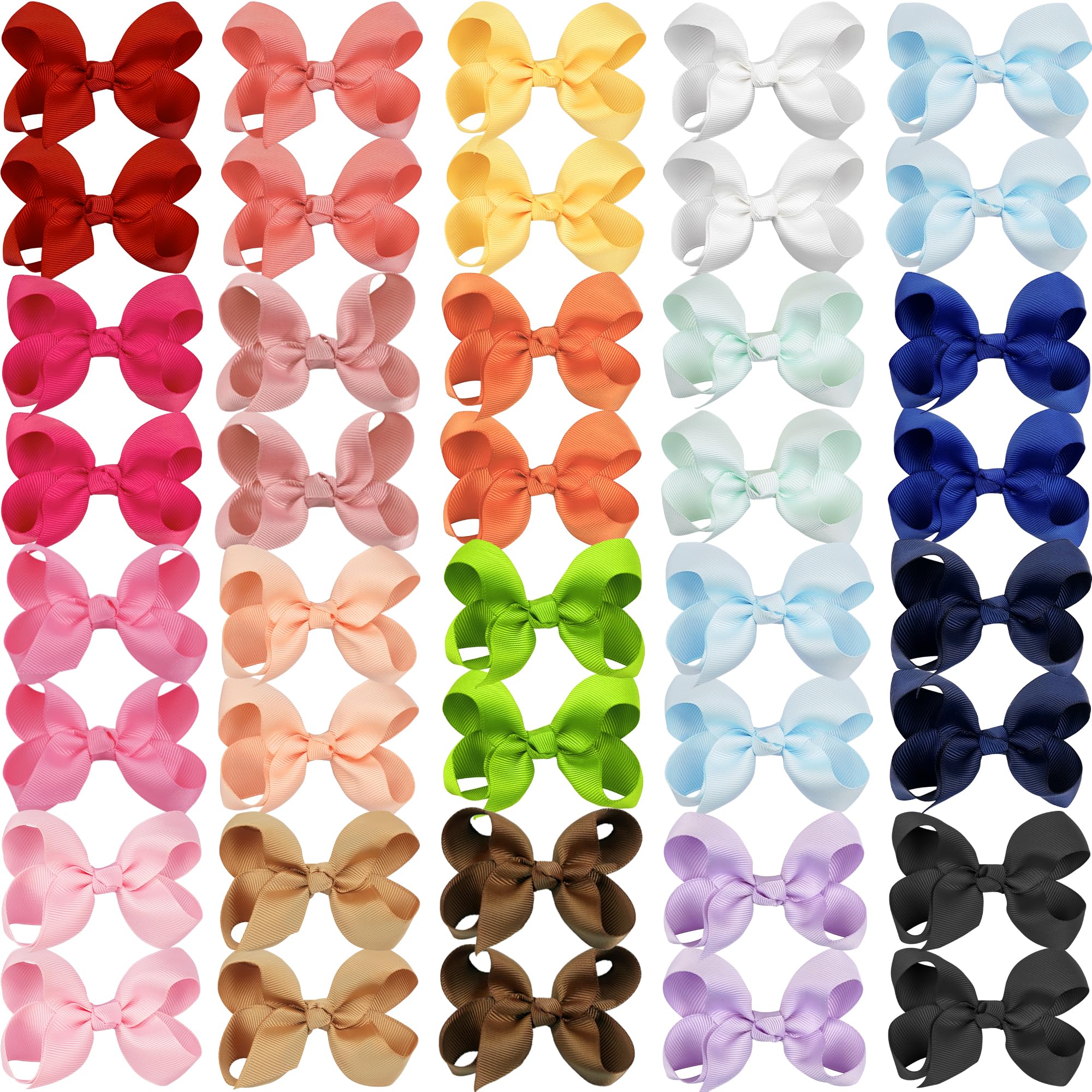 40Pcs 3 inch Hair Bows for Girls Grosgrain Ribbon Toddler Back to School Hair Accessories with Alligator Clips for Baby Girls Kids in Pairs