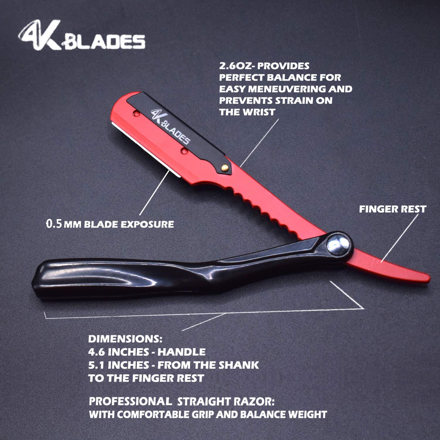 Professional Barber Straight Edge Razor - Salon Hair Cut Stainless Steel Safety Blade for Close Shaving, Navalha De Barbeiro (with 10 single edge sharp blades) (Plastic handle)