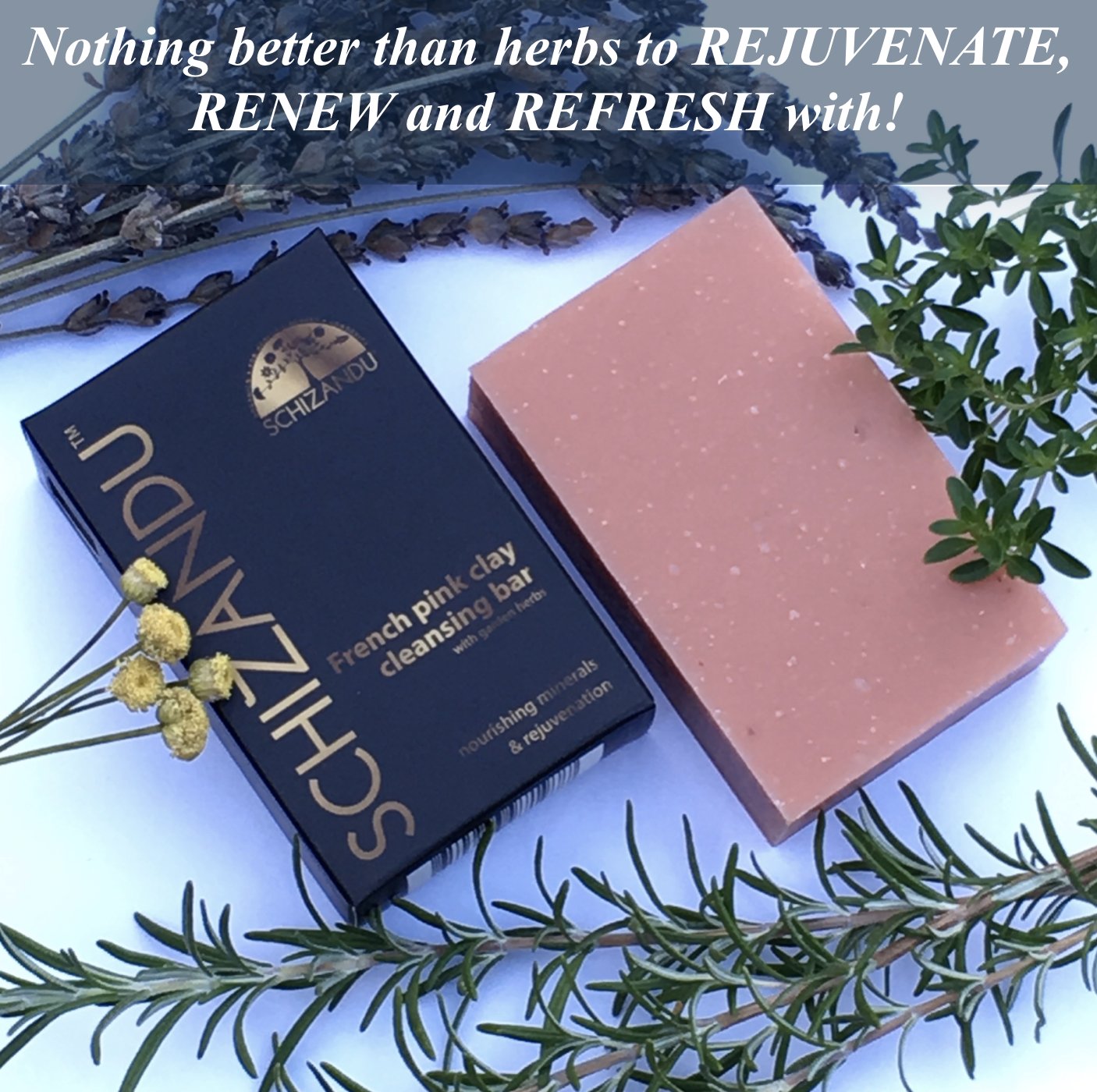 Clay Cleansing Bar Soap, Organic Herbal Skin Detox with French Pink Clay, Natural Luxury For Facial and Body Detoxification, Moisturizing, Nourishing Beauty Bar, Vegan, Non GMO, 4 oz