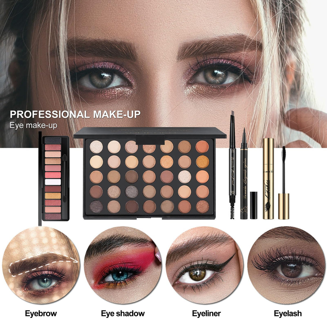 MISS ROSE M All In One Full Makeup Kit,Multipurpose Women's Makeup Sets,Beginners and Professionals Alike,Easy to Carry (Black)