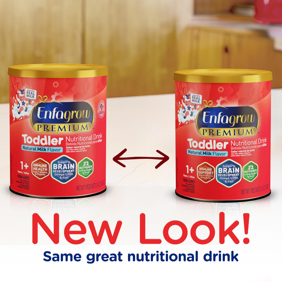 Enfagrow NeuroPro Toddler Nutritional Drink, Made with Real Milk, Brain-Building Omega-3 DHA, Nutrients and Prebiotics for Growth & Immune Support, Non-GMO, Toddler Milk Powder, 32 Oz Can