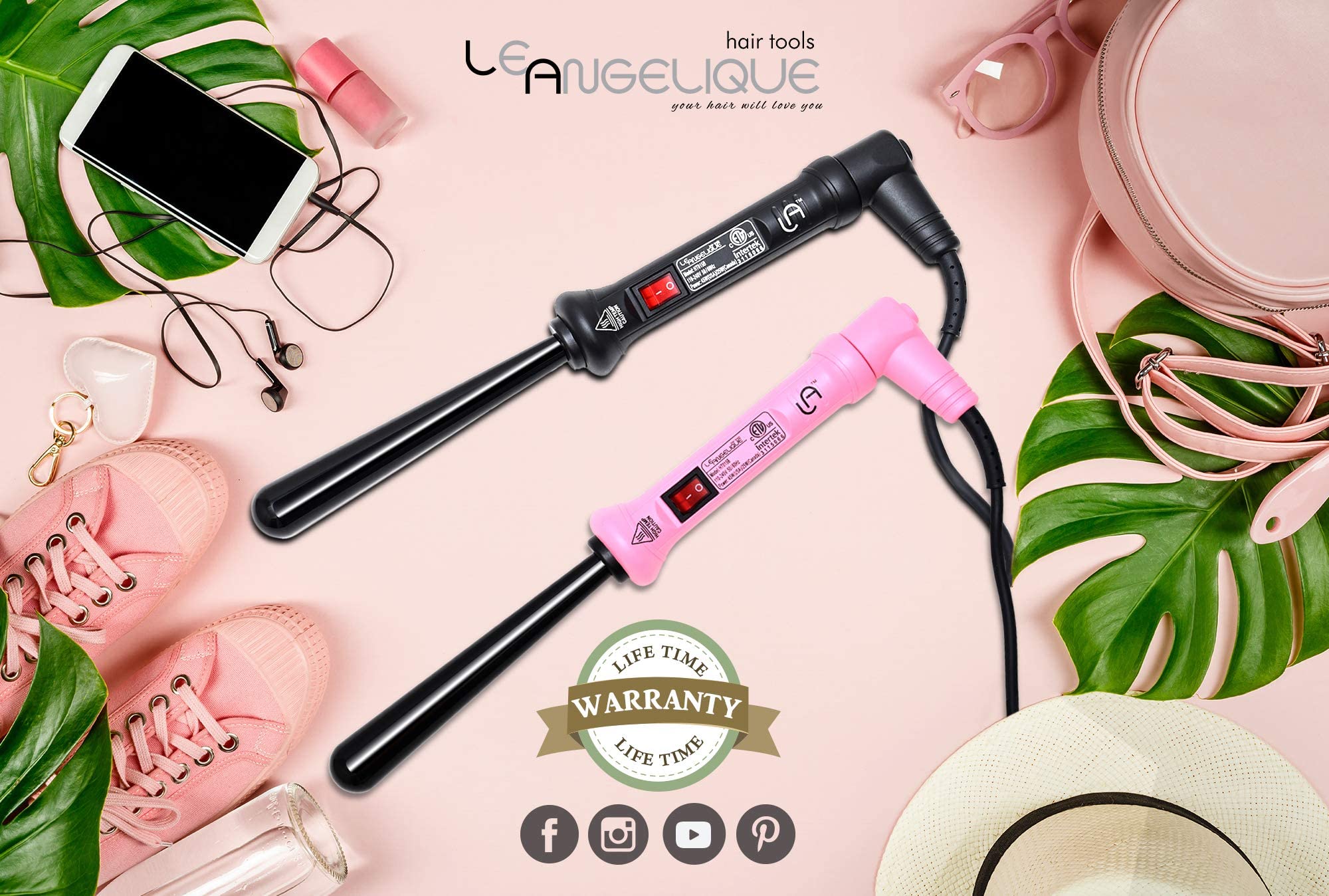 Le Angelique Tapered Curling Iron, Black, 13-25mm