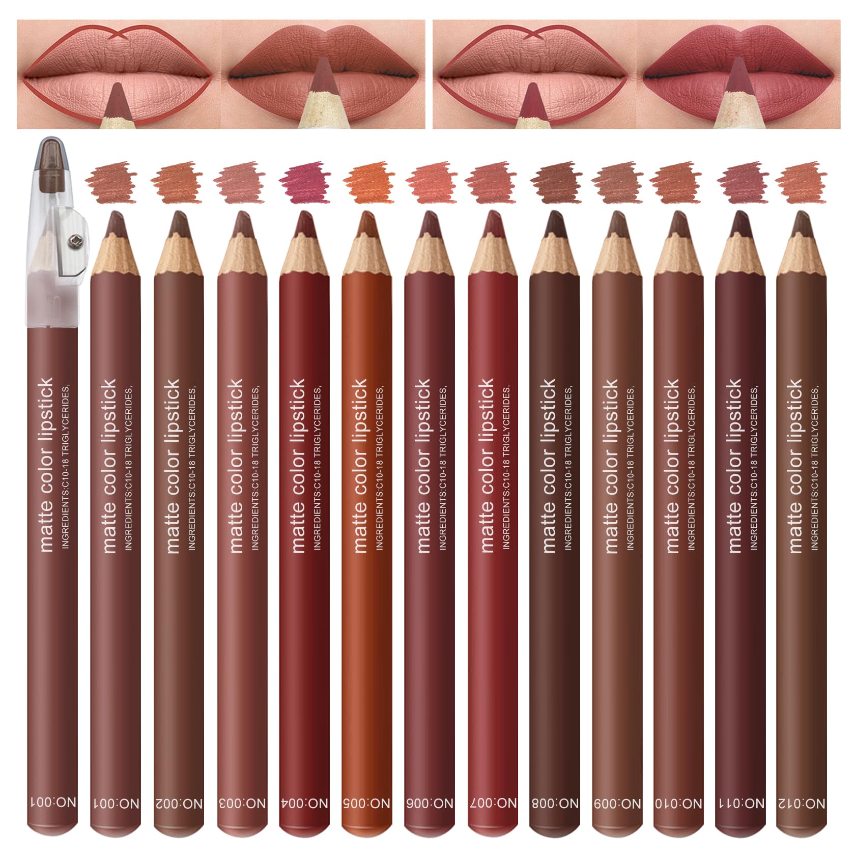 AOAZXBB 12 Colors Lip Liner Set Lip Liner Pencil Natural Nude Brown Matte Lip Liner Long Lasting Smooth Lip Pencil for Daily Lip Makeup