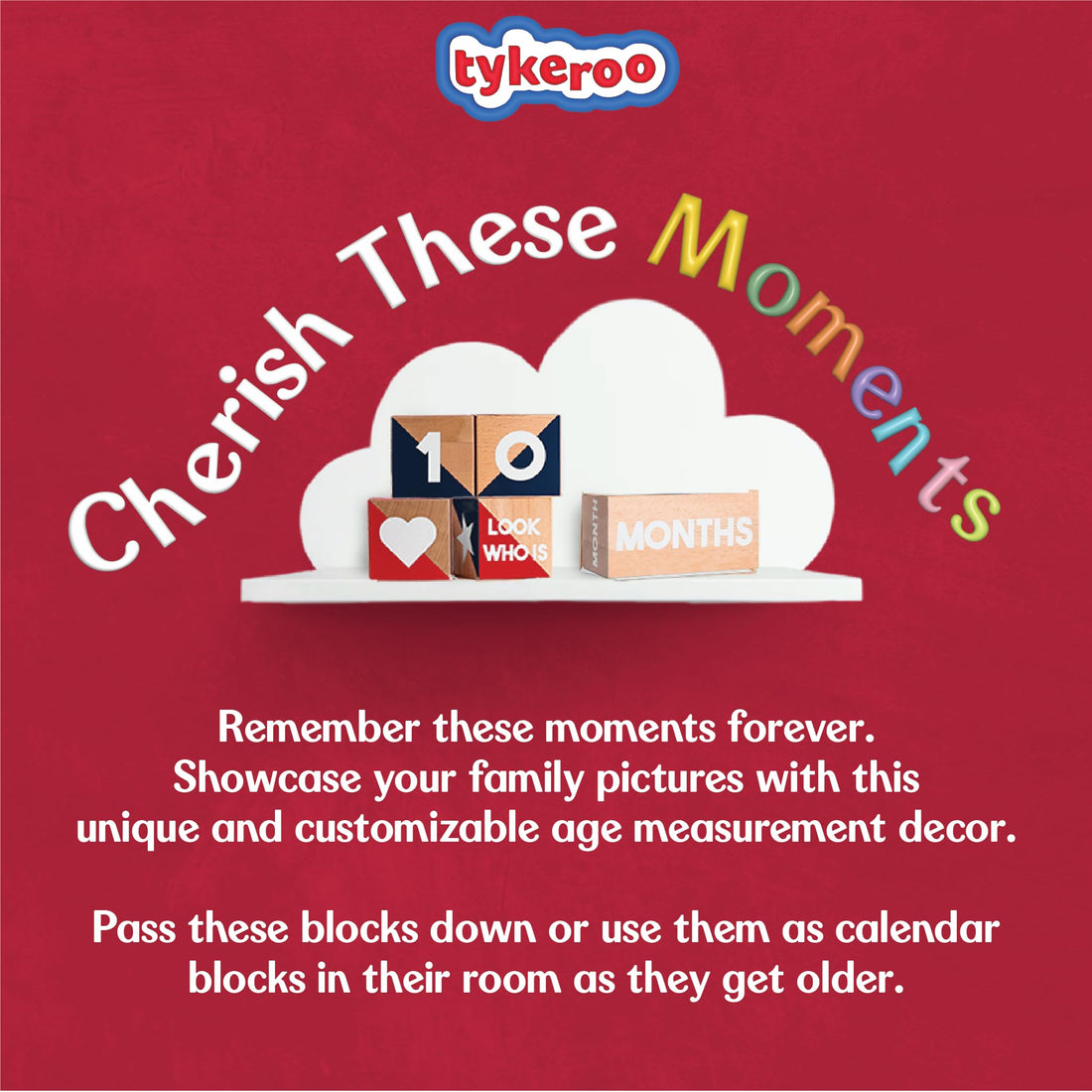 Tykeroo Baby Monthly Milestone Blocks — Cute Nursery Decor — Lovely Newborn Photography Props — Baby Shower Gifts (Red, White & Blue)