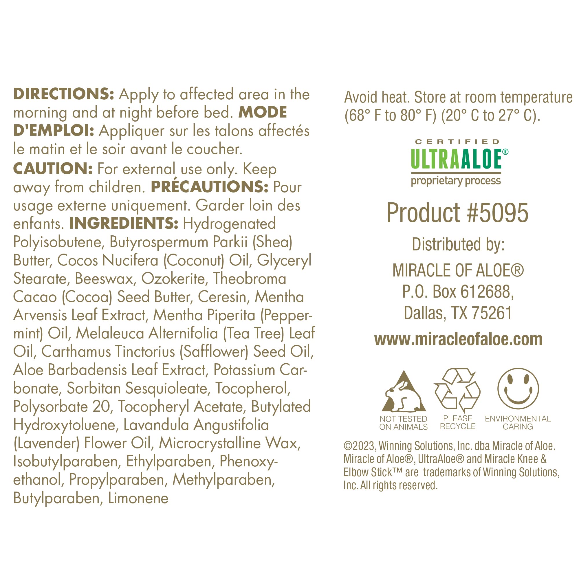 Miracle Knee & Elbow Stick with UltraAloe Gel for Dry, Cracked Skin, Soothes, Moisturizes, Promotes Healing, 2.5 oz