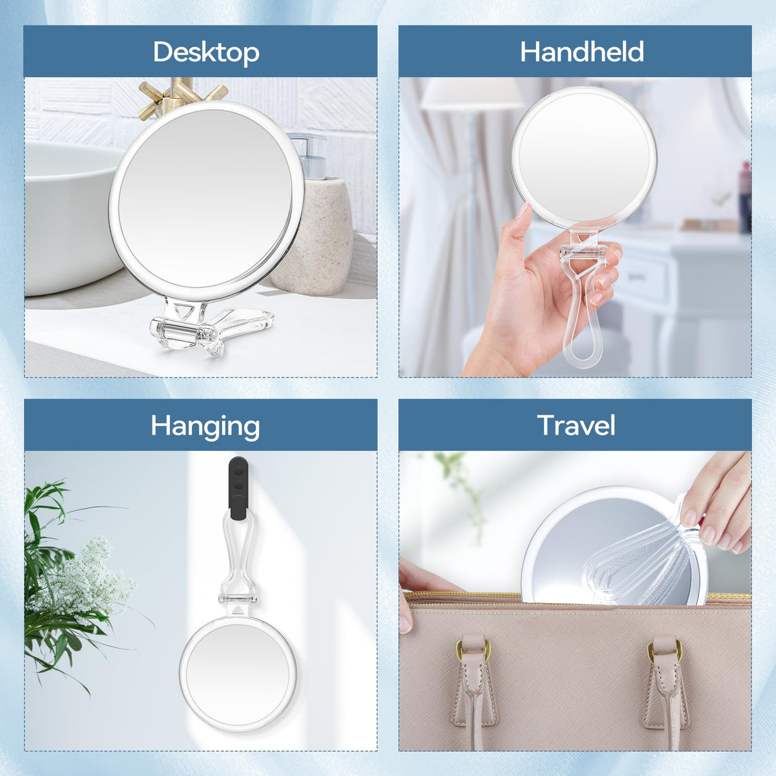 B Beauty Planet 30X Magnifying Mirror for Travel with Handle, Double-Sided 1X/30X Magnification Hand Mirror for Makeup