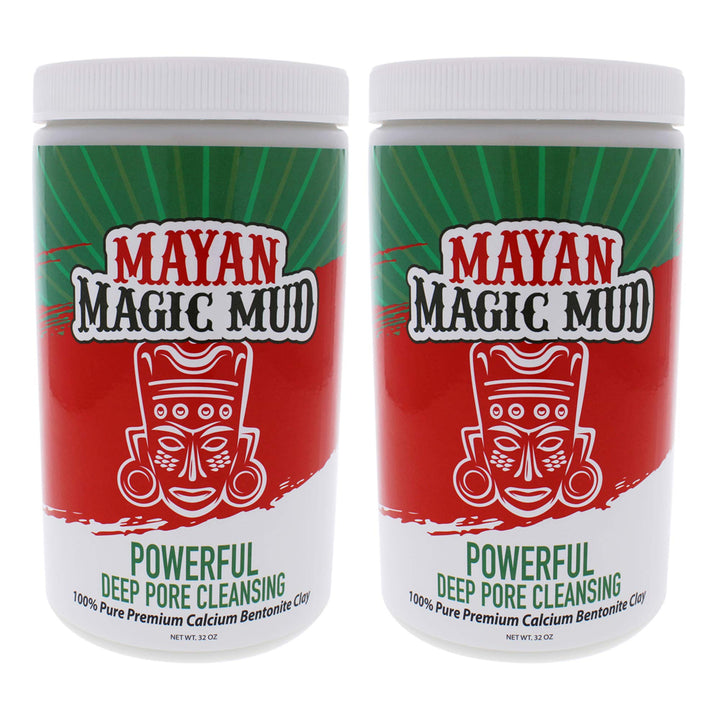 Mayan Magic Mud Powerful Deep Pore Cleansing Facial Body Mask 100 Pure Premium Calcium Bentonite Clay Treats Acne Breakouts Blackheads and Oily Skin 2Pack 32 Oz Each, 1 Count