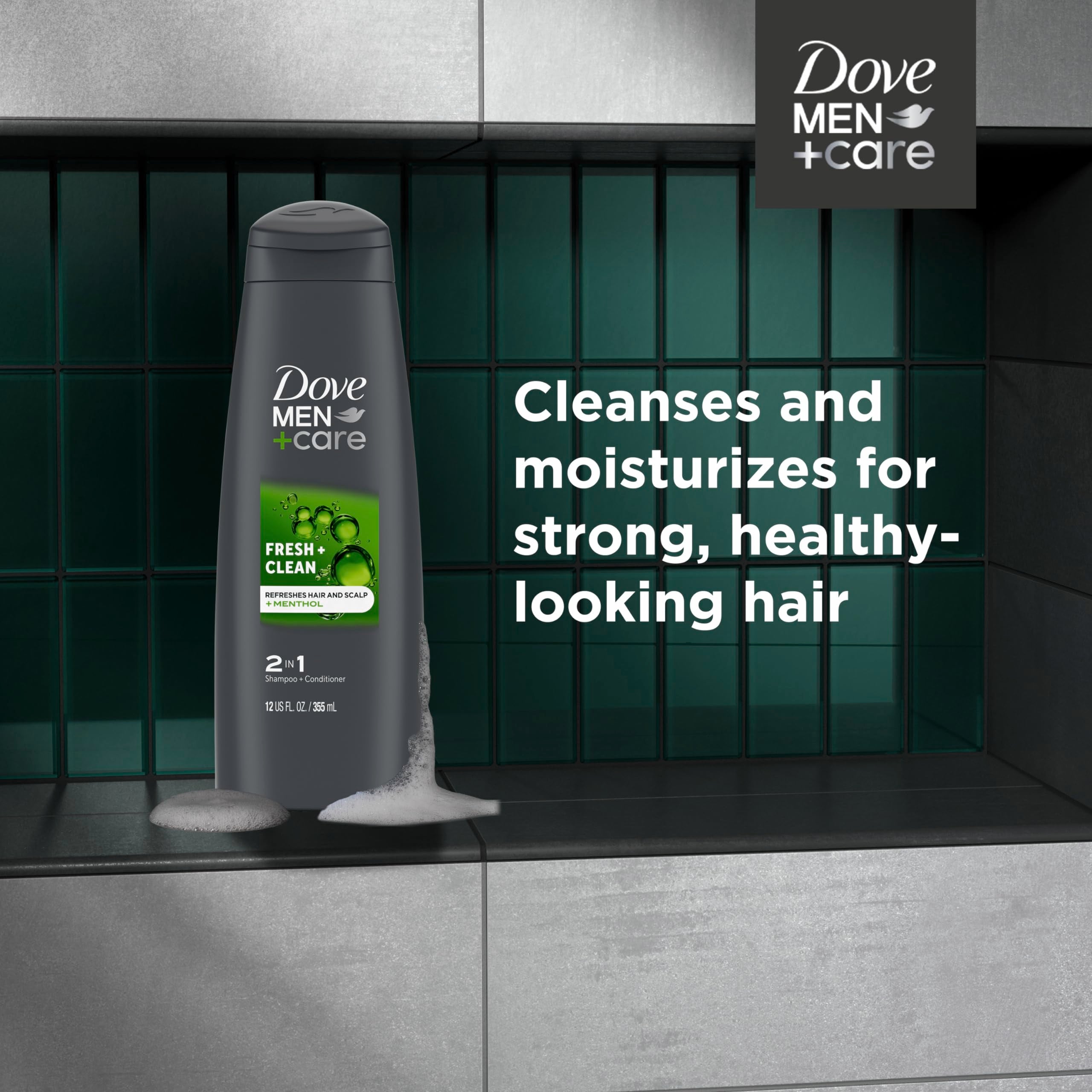 Dove Men+Care 2 in 1 Shampoo and Conditioner, Fresh and Clean 12 Ounce