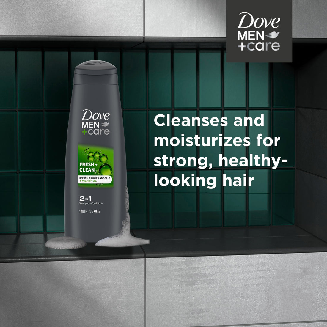Dove Men+Care 2 in 1 Shampoo and Conditioner, Fresh and Clean 12 Ounce