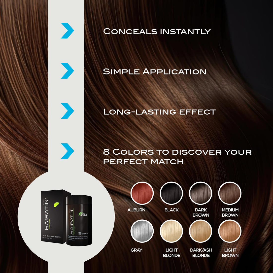 Hairatin Hair Building Fibers to Conceal Thinning Hair or Hair Loss Instantly for Men and Women 28 Grams Hairatin by re-evolution-LIGHT BROWN
