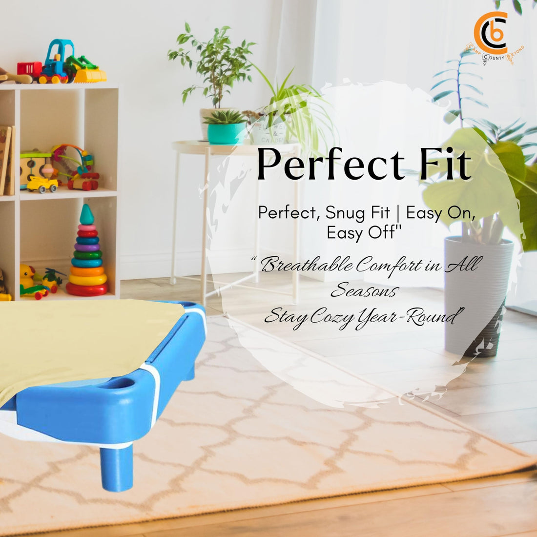 Camp County Beyond Cot Sheets for Toddler and Preschool - Daycare/Pre-School Cot Sheet - Corner Elastic Loops - Cot Bed Fitted Sheet - Poly Cotton Surface Pack of 6 (22 W X 52 L) - Navy Blue