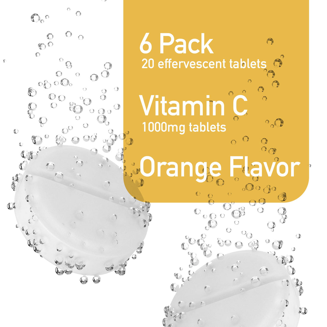 Swiss Imports Effervescent Vitamin C 1000mg Dietary Supplement, 6-Pack, 120 Tablets