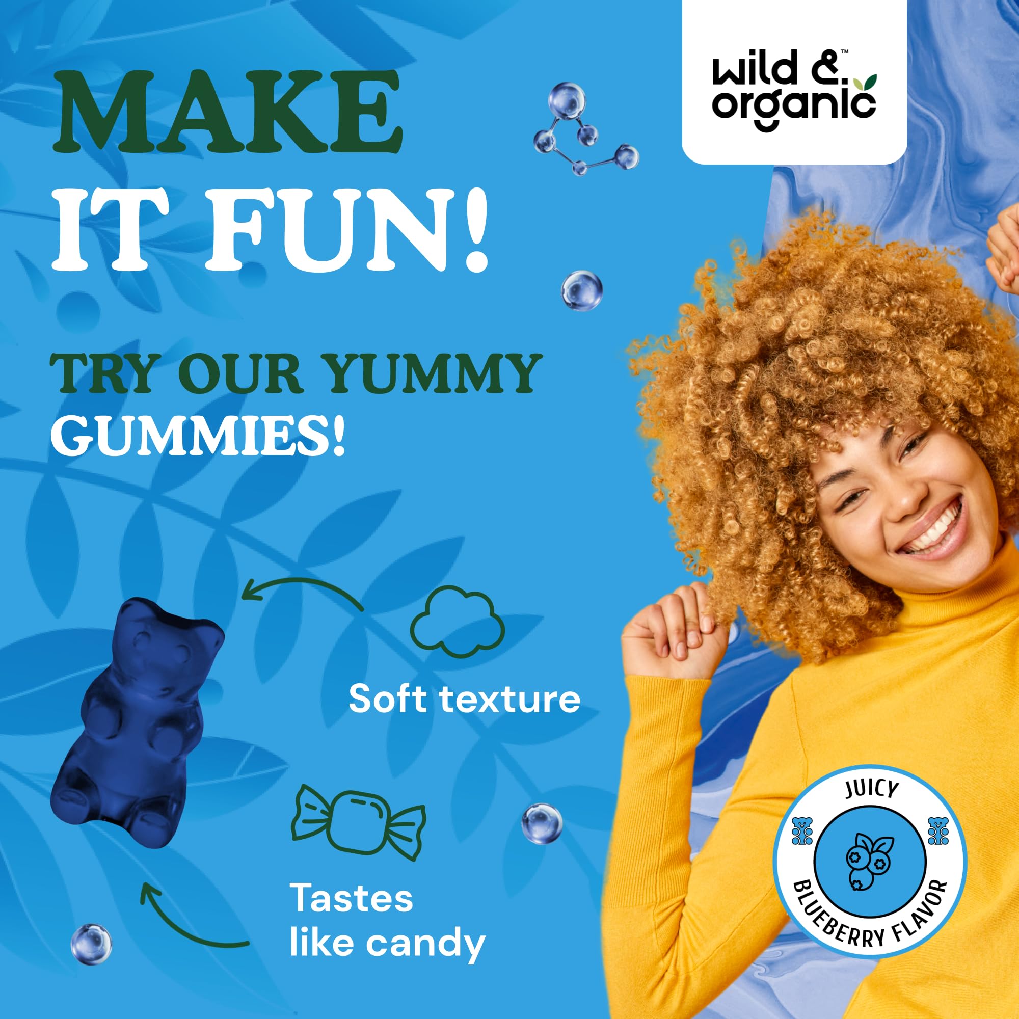 Wild & Organic L-Methylfolate 15mg Gummies - Mood & Brain Support - Folate 5-MTHF Supplement for Brain, Focus, Clarity - Folate Supplement w/Vitamin B9-60 Non-GMO L Methylfolate Gummies