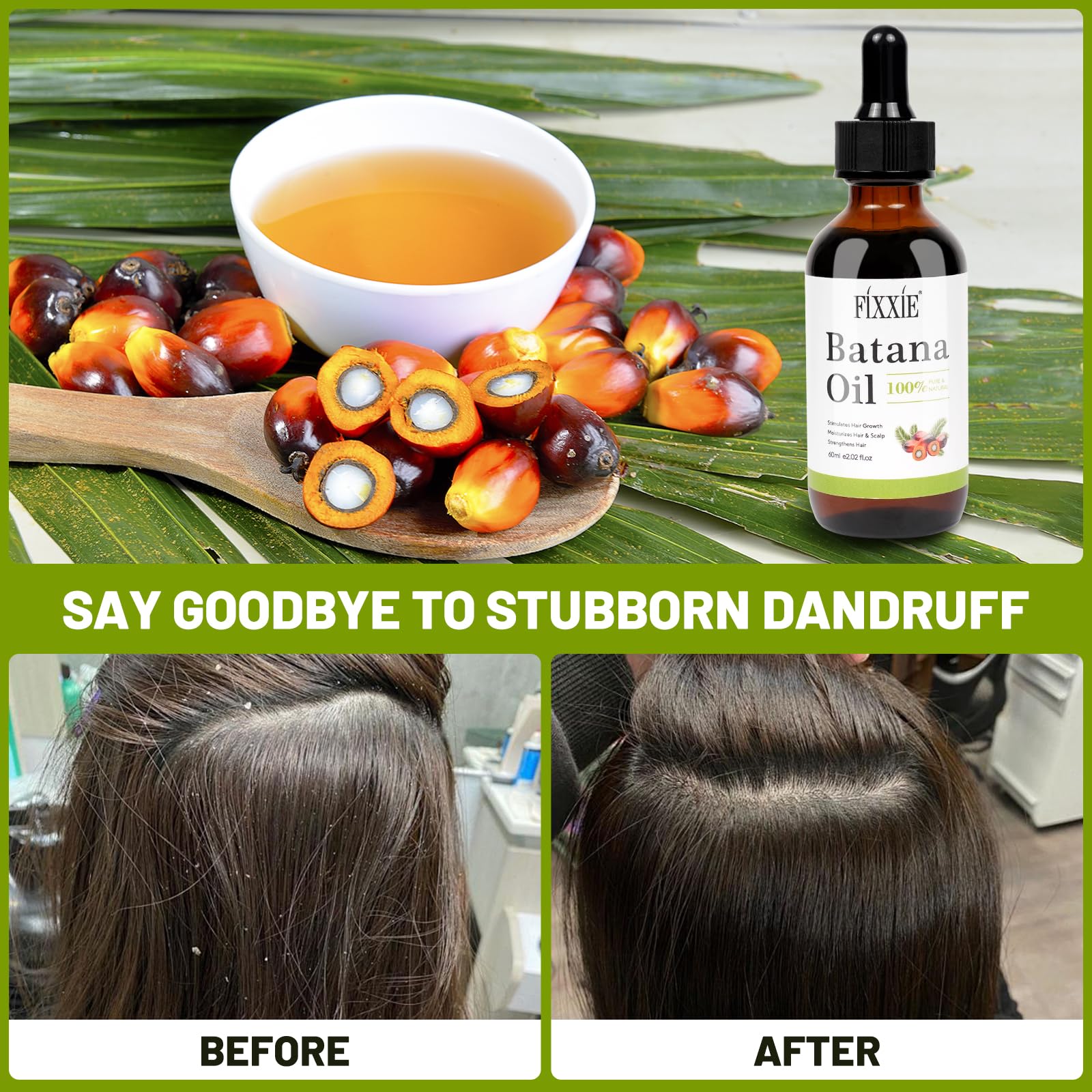 Batana Oil for Hair Growth 60ml, 100% Pure & Natural Batana Hair Oil, Prevent Hair Loss, Batana Oil from Honduras, Batana Oil for Men & Women for Thicker & Stronger Hair
