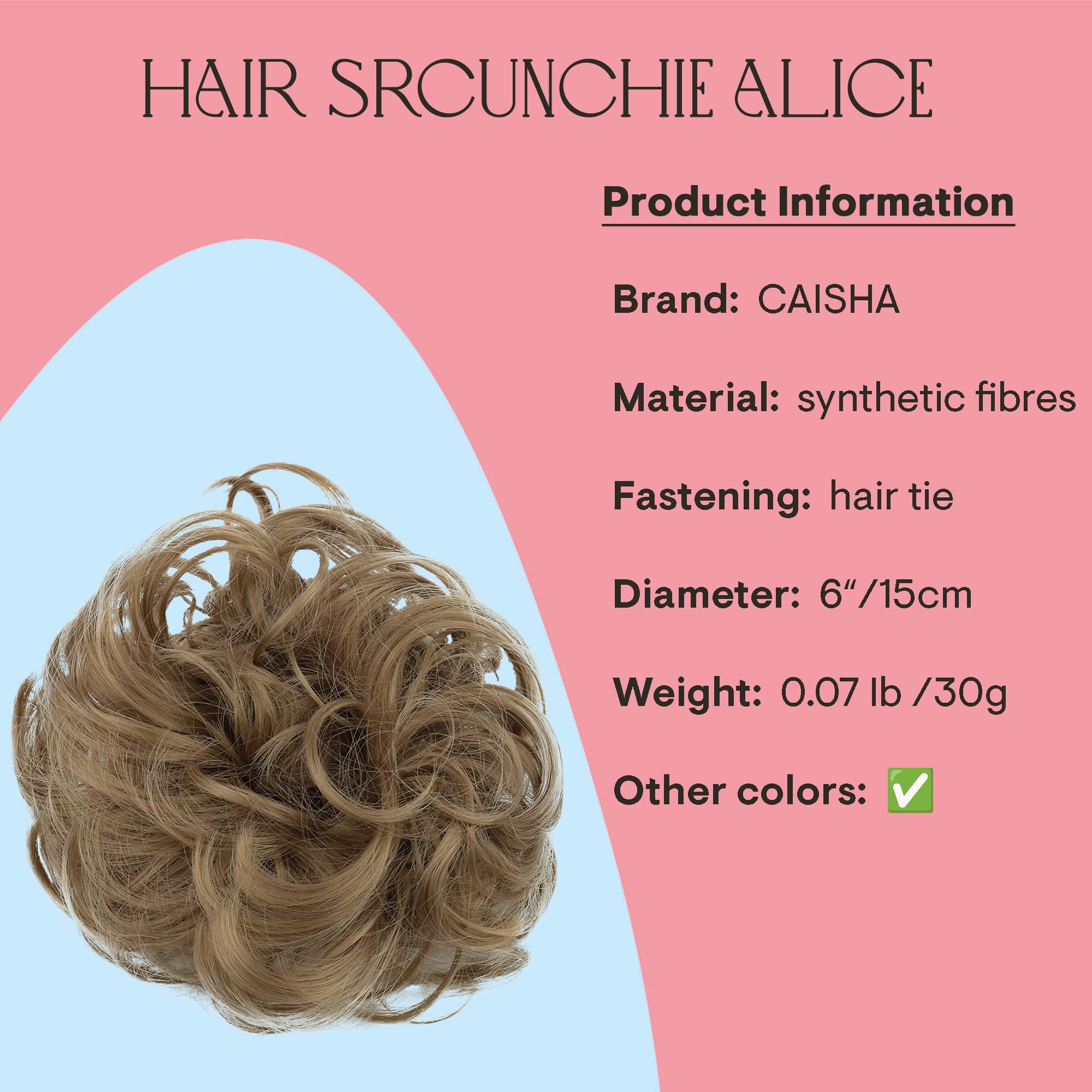 light brown 16 : PRETTYSHOP Scrunchy Scrunchie Bun Updo Hairpiece Hair Ribbon Ponytail Extensions Curly Diverse Colors (brown blonde 16)