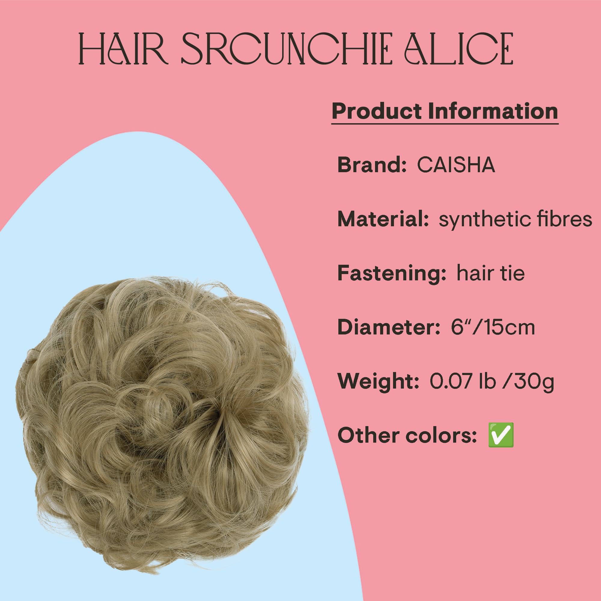 light blonde 24A : PRETTYSHOP Scrunchie Scrunchy Bun Up Do Hair piece Hair Ribbon Ponytail Extensions Wavy Curly or Messy light blonde 24A