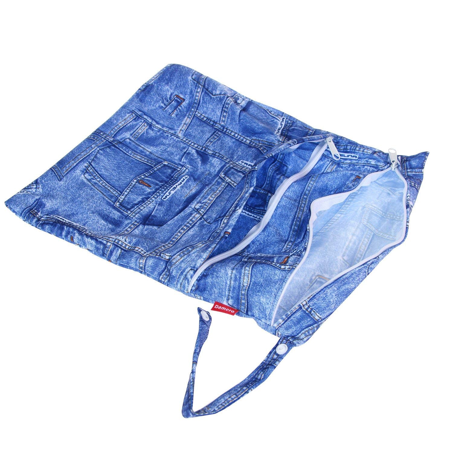 Damero 3pcs Pack Wet Dry Bag for Cloth Diapers Daycare Organizer Bag, Denim