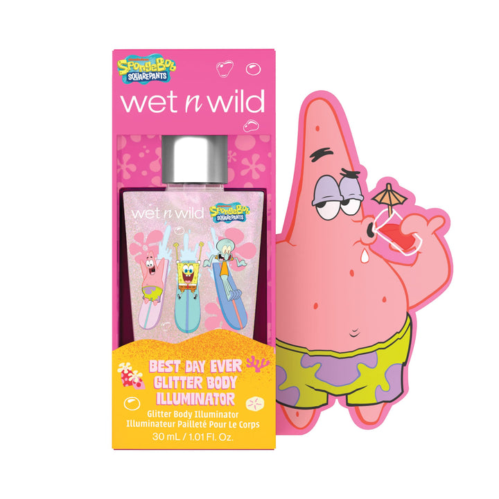 wet n wild Spongebob Best Day Ever Glitter Body Illuminator, Lightweight Non-Sticky Radiant Glow, Blendable Hydrating Formula