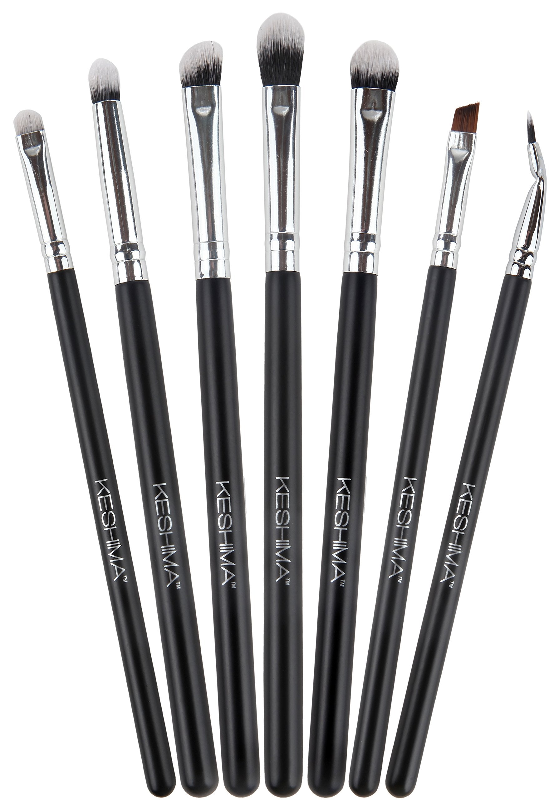 Professional Eye Makeup Brushes by Keshima, Set Includes Eyeshadow Brush, Eyeshadow Smudge Brush, Eye Shadow Blending Brush, Angled Crease Brush, Pencil Brush, Angled Eyeliner, Bent Eyeliner