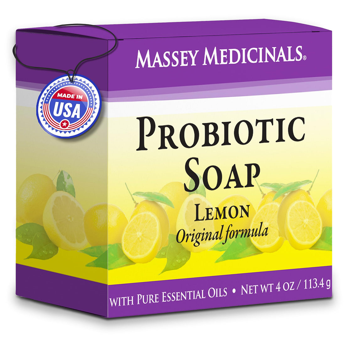 Masseyââ‚¬â„¢s CF 100% Natural Probiotic Soap - Powerful Tea Tree and Lemon Body Soap - 4oz Lemon Scent