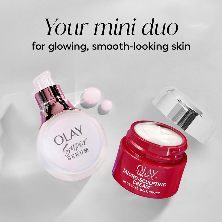 Olay Super Serum and MicroSculpting Cream Mini Duo Best Sellers Kit, Super Serum 0.4 FL OZ , MSC 0.5 FL OZ