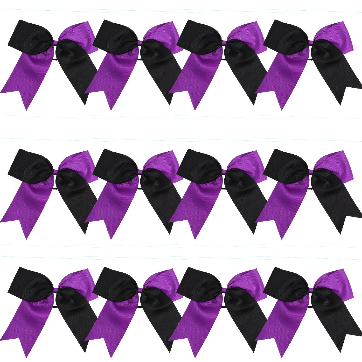8 Inch 2 Colors Jumbo Cheerleader Bows Ponytail Holder Cheerleading Bows Hair (Purple/Black)
