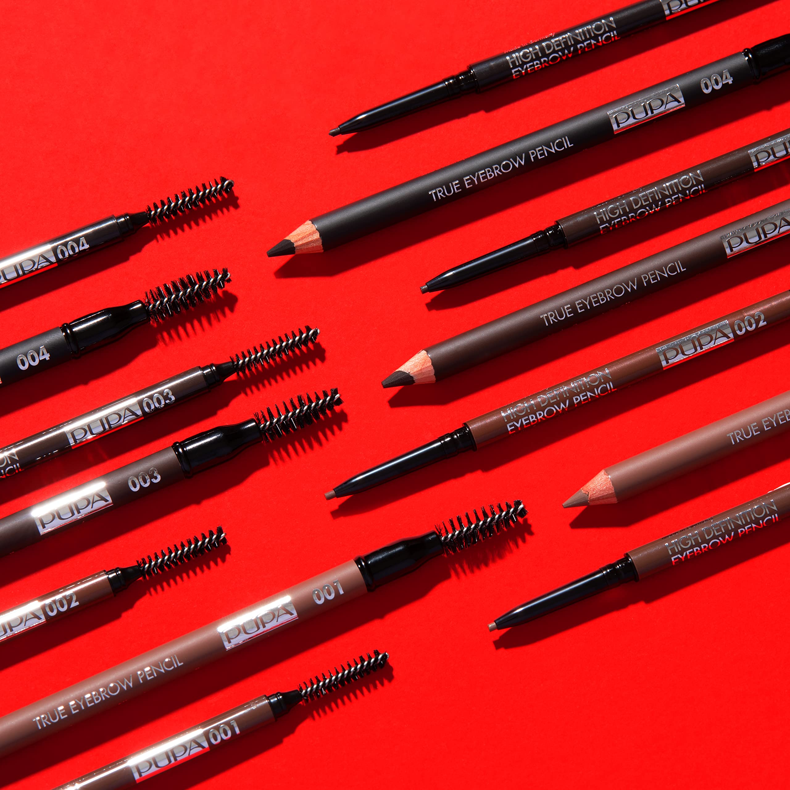 Pupa Milano High Definition Eyebrow Pencil - Waterproof Automatic Pencil With Mini Comb - Allows Super Defined Application for Sculpted Eyebrows, Precise and Intense Lines - 004 Extra Dark - 0.003 Oz