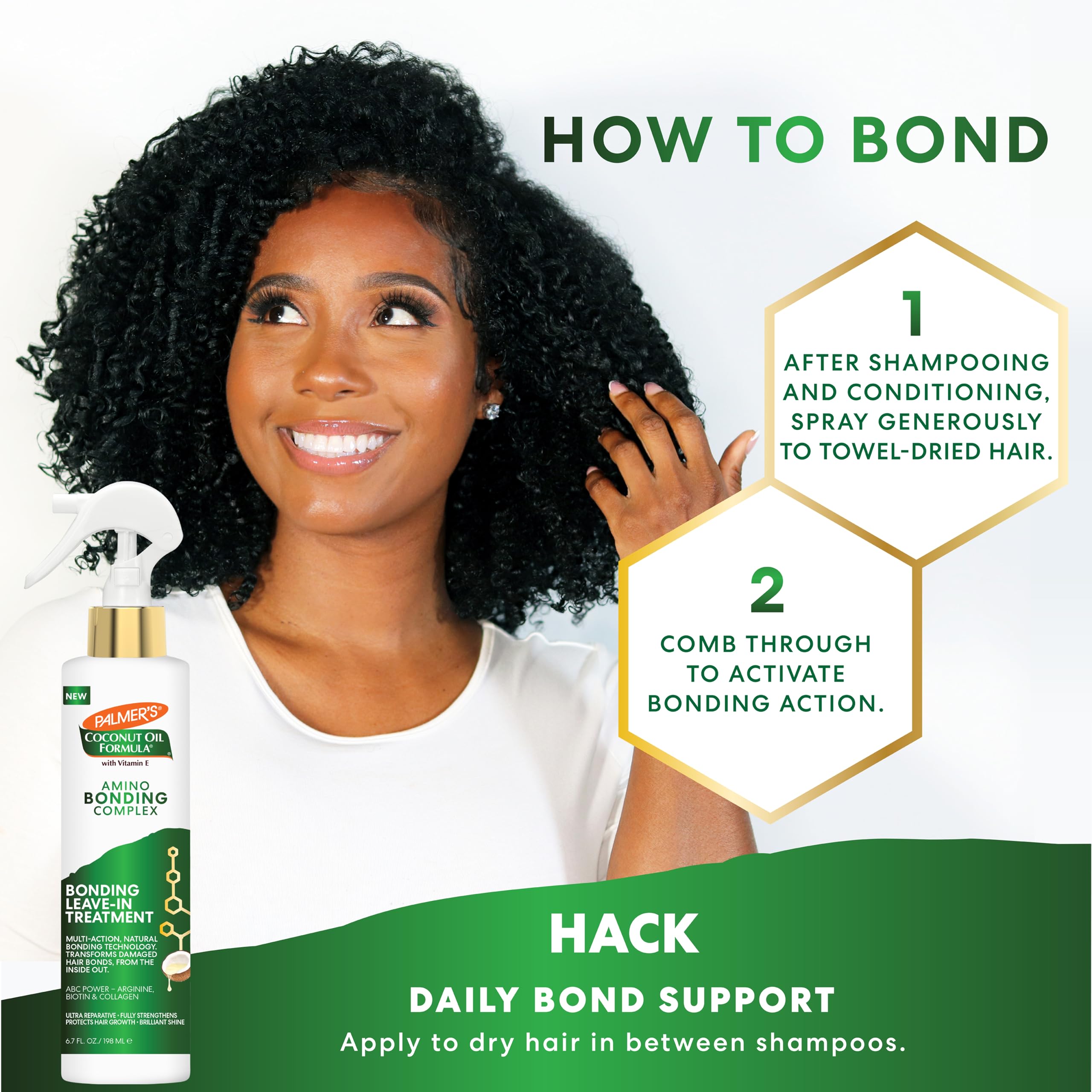 Palmer's Amino Bonding Complex Hair Treatment, Leave-In Conditioner Spray with Coconut Oil & Vitamin E, Heat Protectant, Anti Frizz, Strengthens & Protects Hair Growth, All Hair Types, 6.7 fl. oz