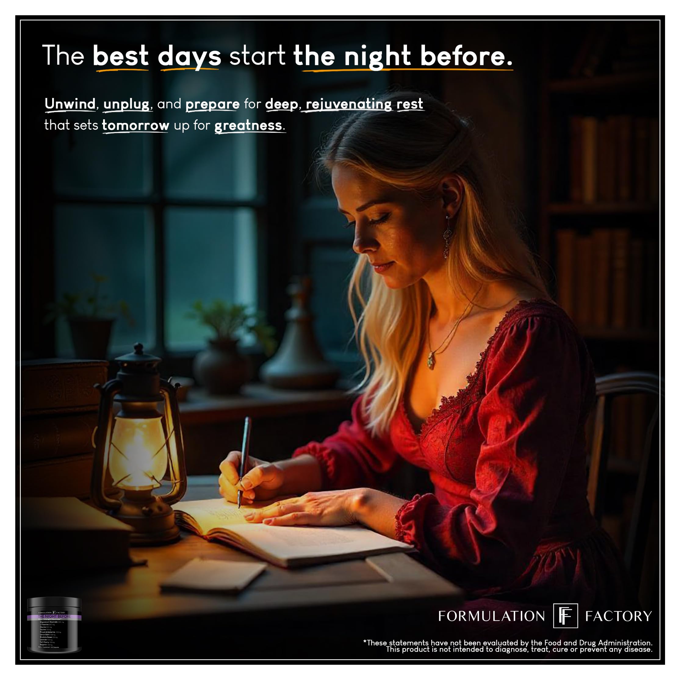 The Night Before: 10-in-1 Midnight Maximizer, Sleep Aid, Stress Relief, Cognition, Relaxation, Recovery, Magnesium Glycinate, L-Theanine, Glycine, Taurine, Lemon Balm, Rhodiola, Lavender (2 Months)