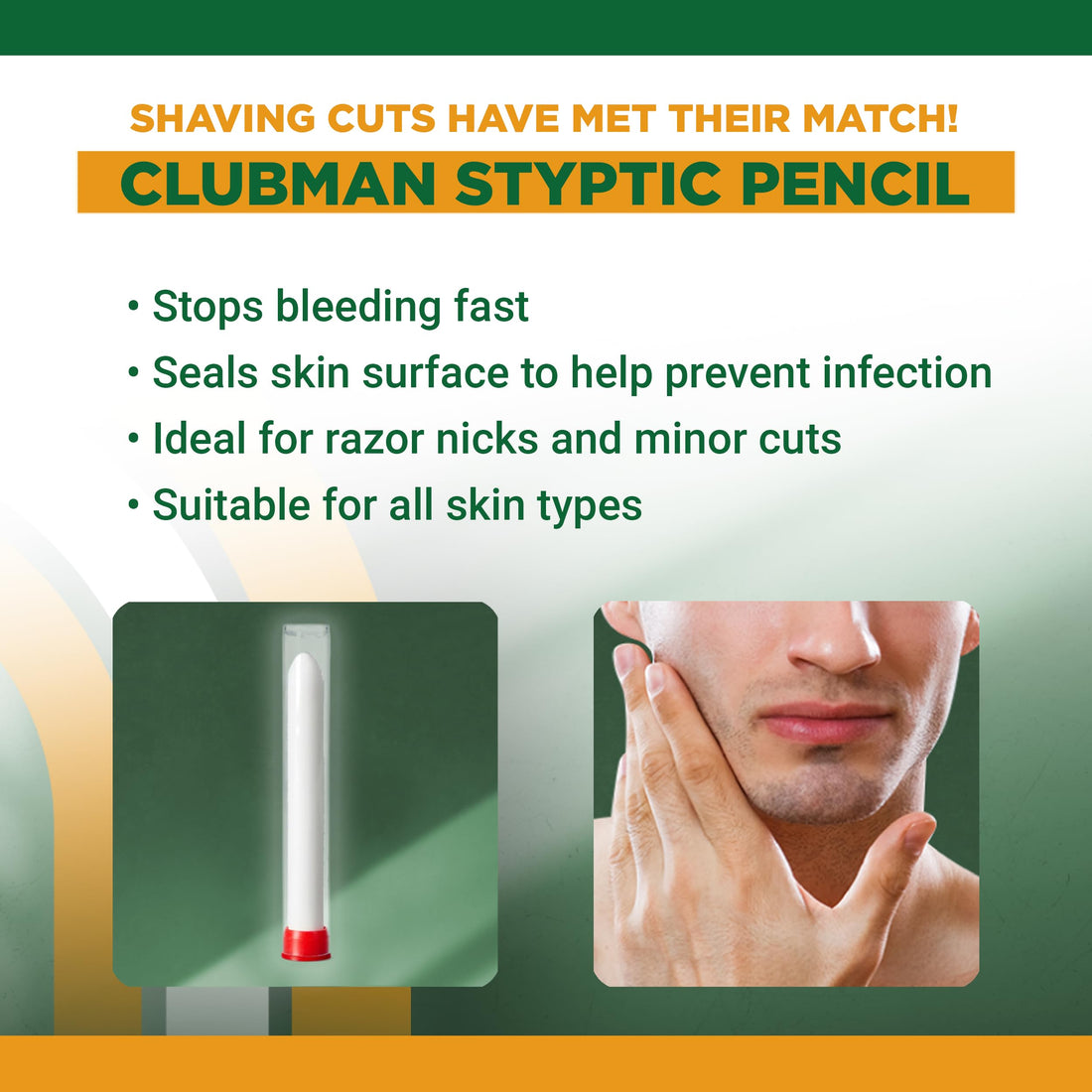 Pinaud Clubman Travel Size Styptic Pencil, 0.33 Ounce (Pack of 6)