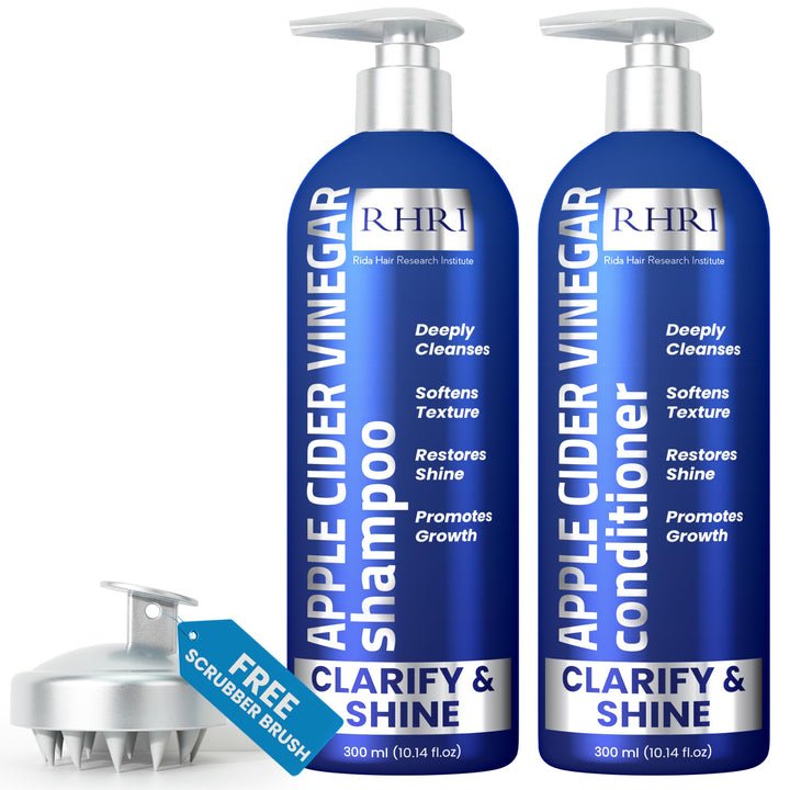 Apple Cider Vinegar Shampoo and Conditioner Set | Deep Cleansing, Frizz Control, Shine Restoration & Scalp Care | Clarifying Shampoo for All Hair Types | 10.14 fl.oz (Pack of 2)