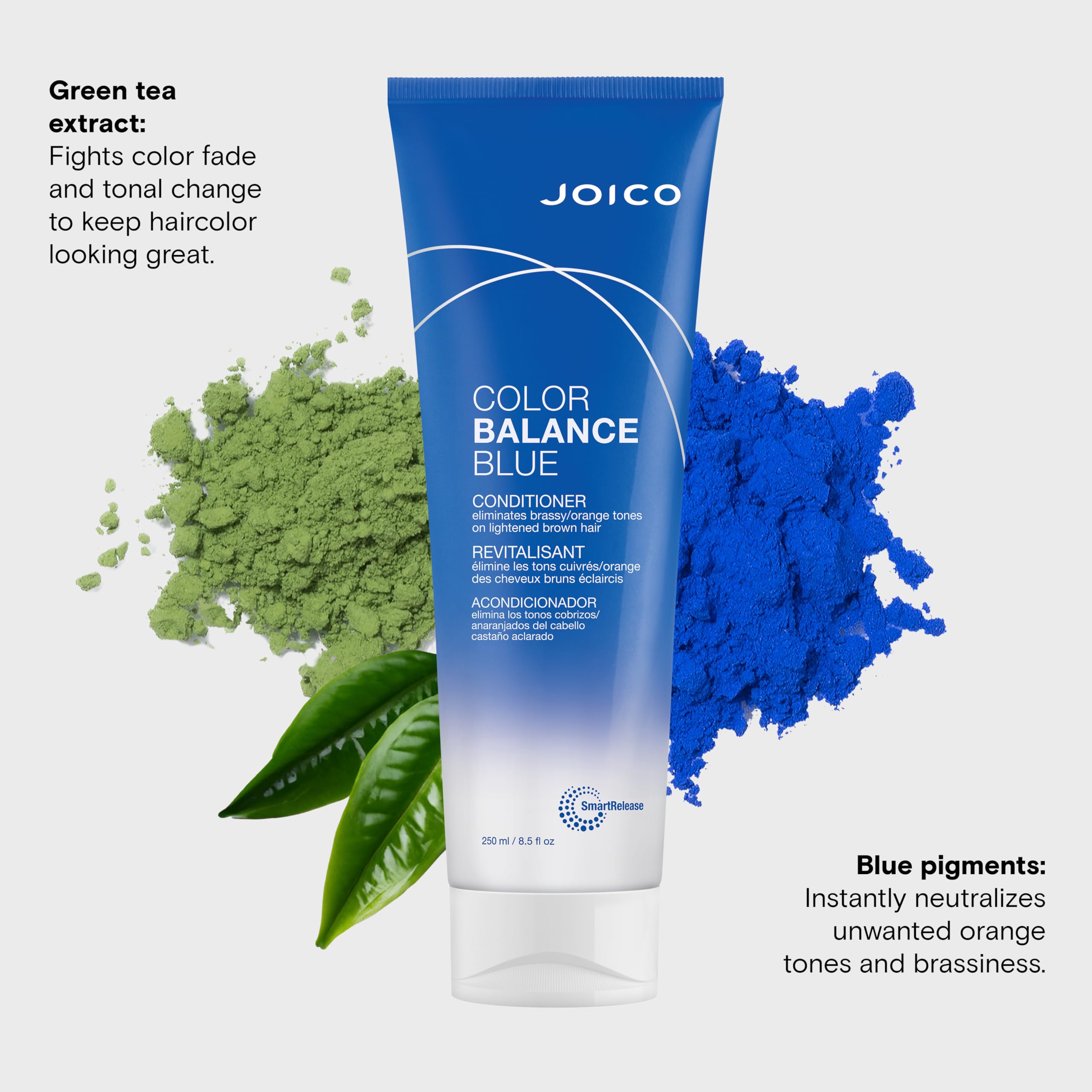 Joico Color Balance Blue Conditioner | For Lightened Brown Hair | Eliminate Brassy Orange Tones | Boost Color Vibrancy & Shine | UV Protection | With Rosehip Oil & Green Tea Extract | 8.5 Fl Oz