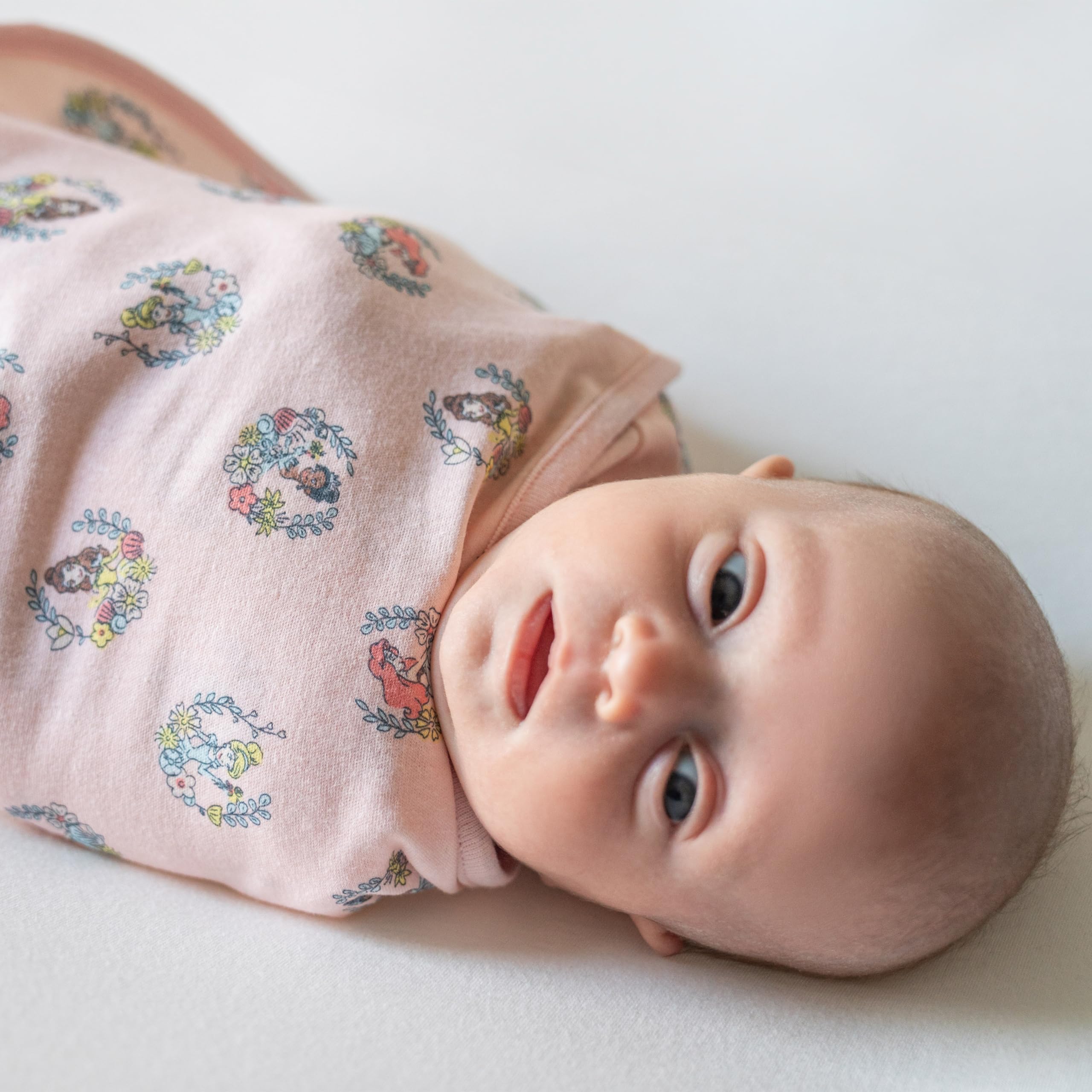 aden + anais Essentials Easy Swaddle Wrap Quick Change with Bottom Zipper, Snug Cotton Knit Baby Wrap Swaddle Blanket for Newborns, TOG 1.0, 3-Pack, Disney Princess, 0-3 Months, Small/Medium