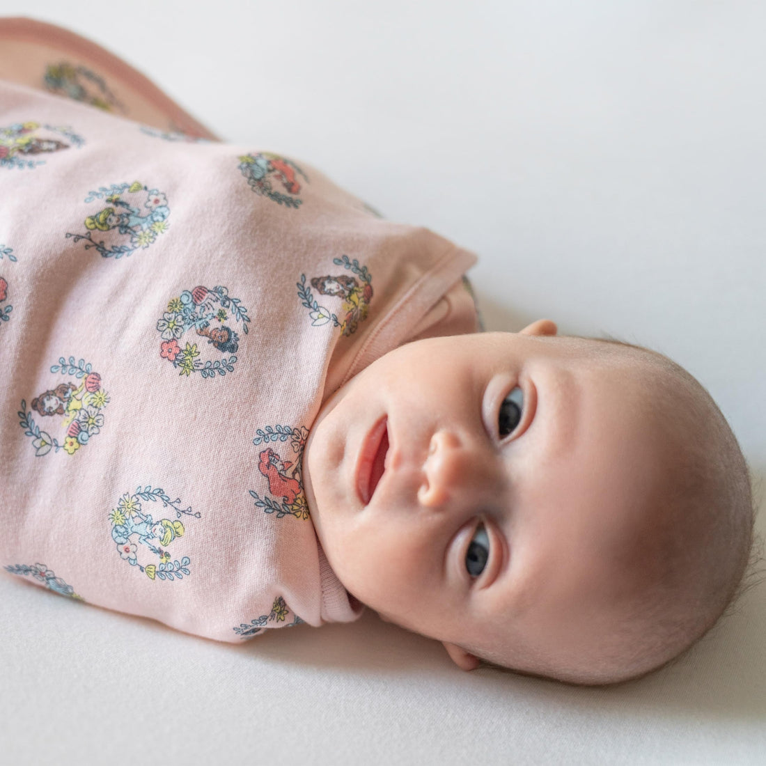 aden + anais Essentials Easy Swaddle Wrap Quick Change with Bottom Zipper, Snug Cotton Knit Baby Wrap Swaddle Blanket for Newborns, TOG 1.0, 3-Pack, Disney Princess, 0-3 Months, Small/Medium