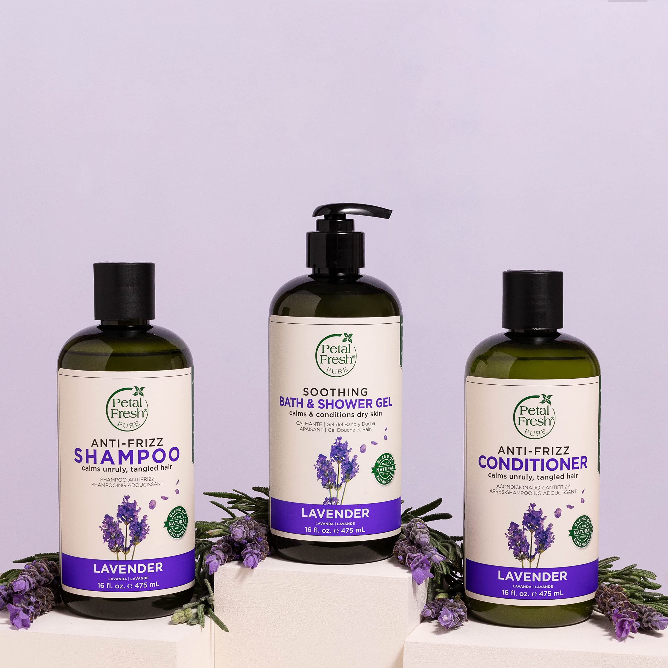 Petal Fresh Pure Soothing Lavender Bath and Shower Gel | Calming, Nourishing Body Cleanser | Vegan and Cruelty Free - 475 ml