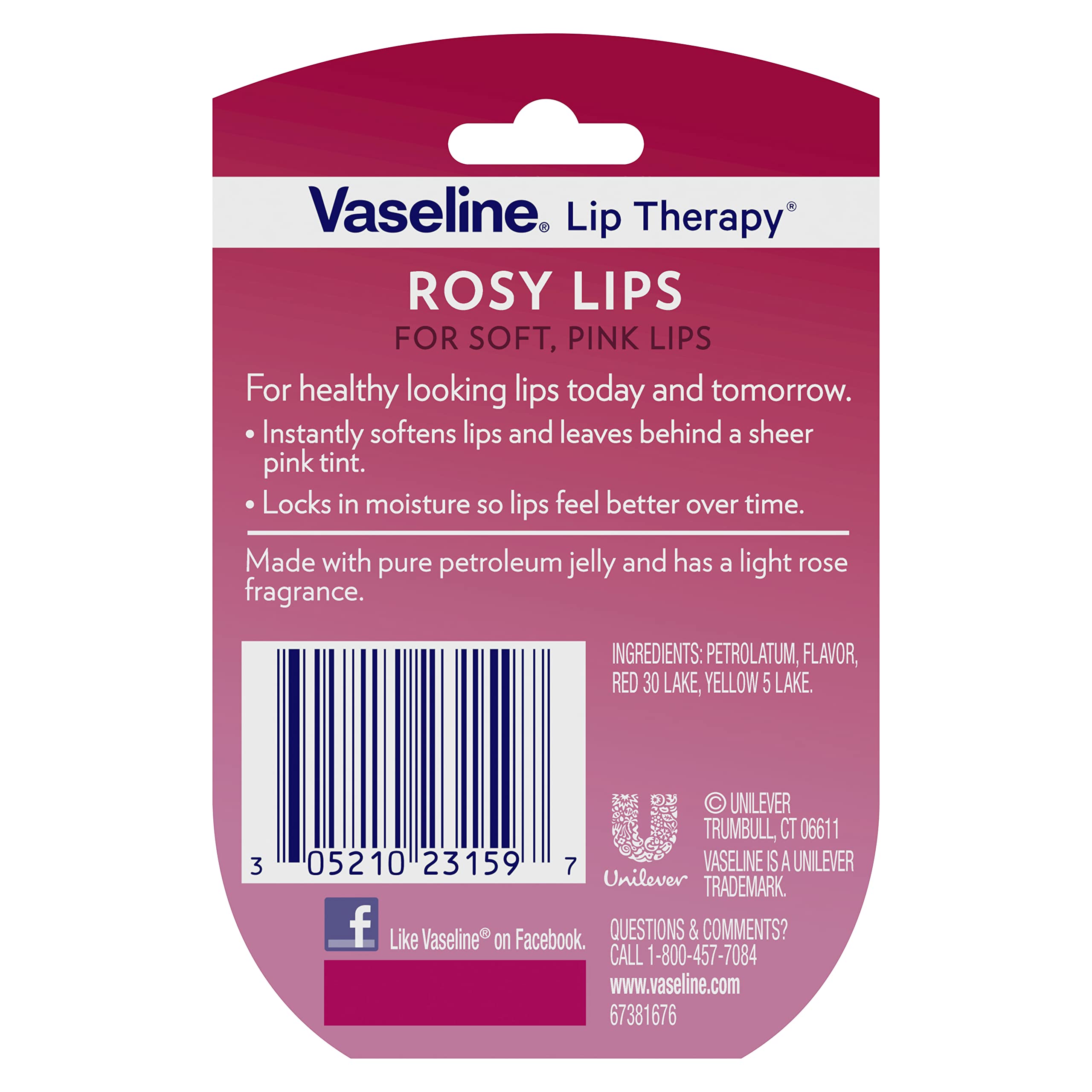 Vaseline Lip Therapy Rosy Lips 6-Pack – Moisturizing Lip Balm for Very Dry Lips in Mini Jars, 0.25 Oz Ea