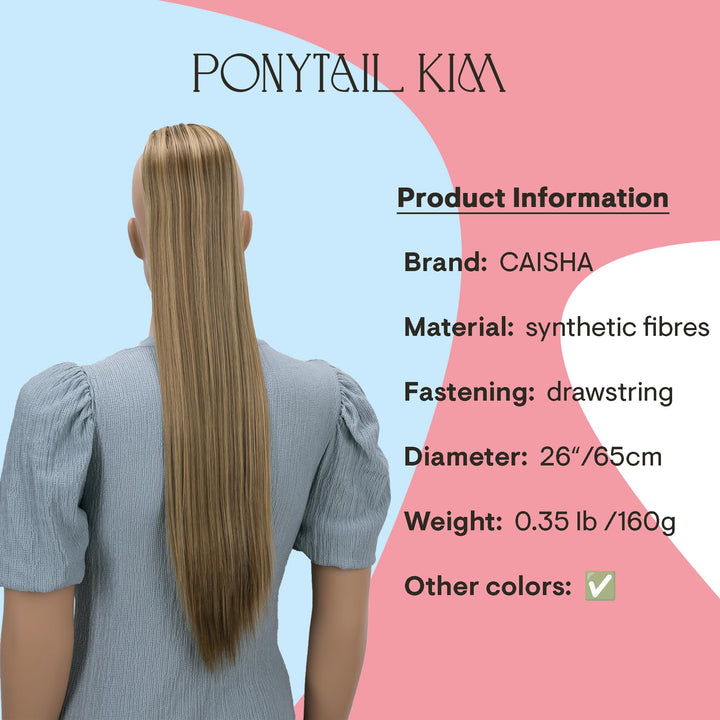 PRTTYSHOP Hair Piece Pony Tail Extension Draw String Voluminous Curly Heat-Resisting 26 cm brown blond mix # 6H27 PH612