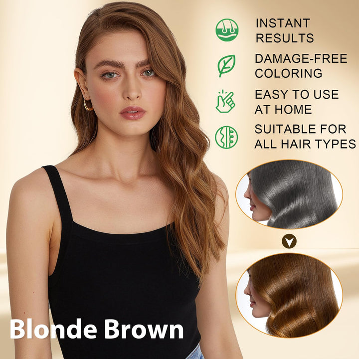Blonde Brown Hair Dye Shampoo, 4 Weeks of Vibrant Color, 3 in 1 Argan Oil Color Shampoo Hair Dye for Women & Men, Magic Hair Color Shampoo for Gray Hair, Semi-Permanent Hair Color, Easy to Use, 500Ml
