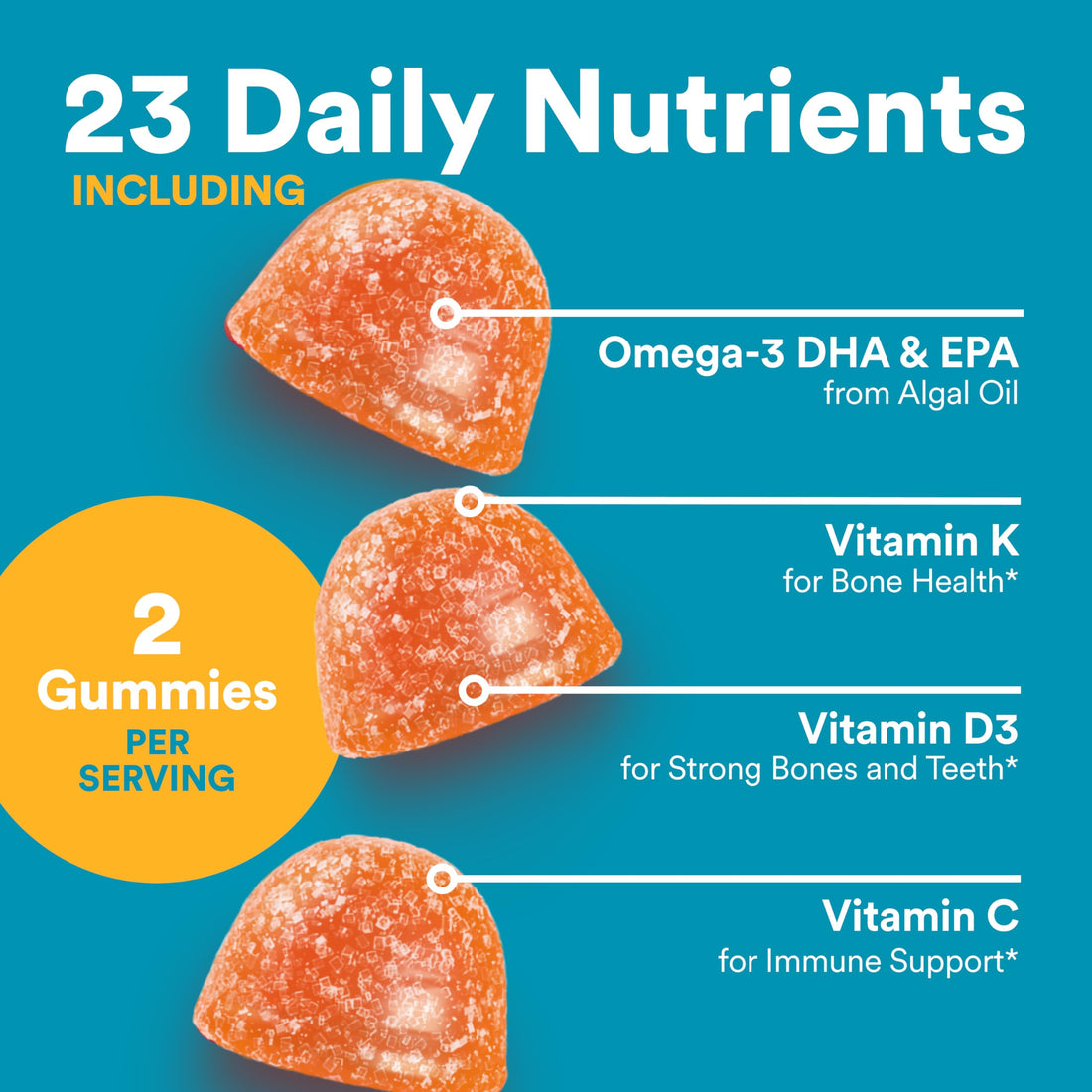 SmartyPants Teen Guy Multivitamin Gummies - Improved Formula: Omega 3 (DHA/EPA), Vitamin D3, C, Vitamin B12, B6, A, K & Zinc, Folate, Gluten Free, Fruit Flavor, 60 Count (30 Day Supply)