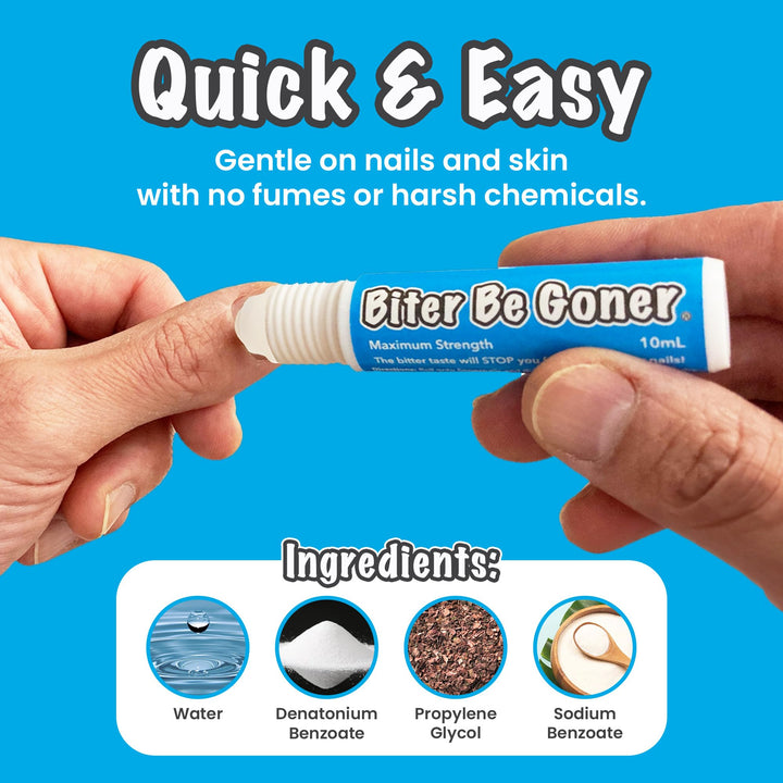 Stop Nail Biting | Nail Biting Deterrent | No Fumes | Not Glossy | Biter Be Goner, 0.3 oz