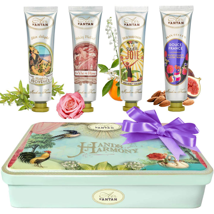 French HANDS & NAILS CREAMS SET - An adorable box offering 4 delicately scented and deeply moisturizing hands creams - A perfect gift for her